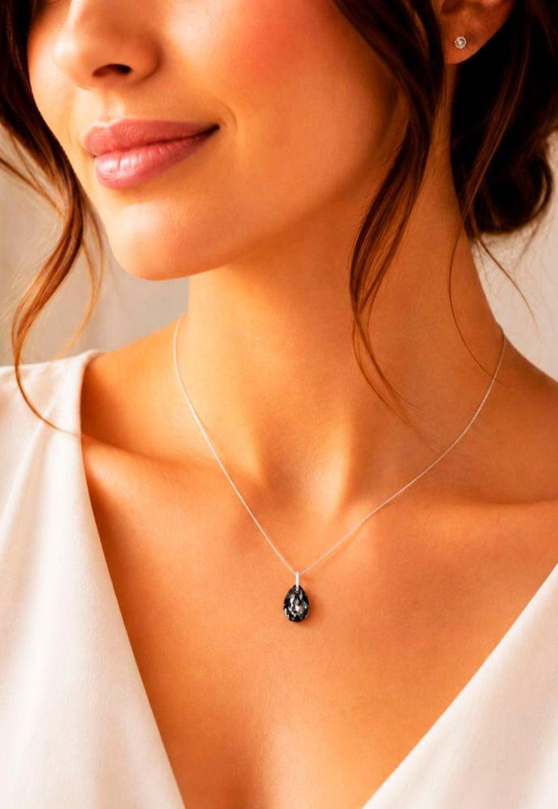 Collar Gota de Luz Plata 925 Cristal Swarovski® Silver Night-6