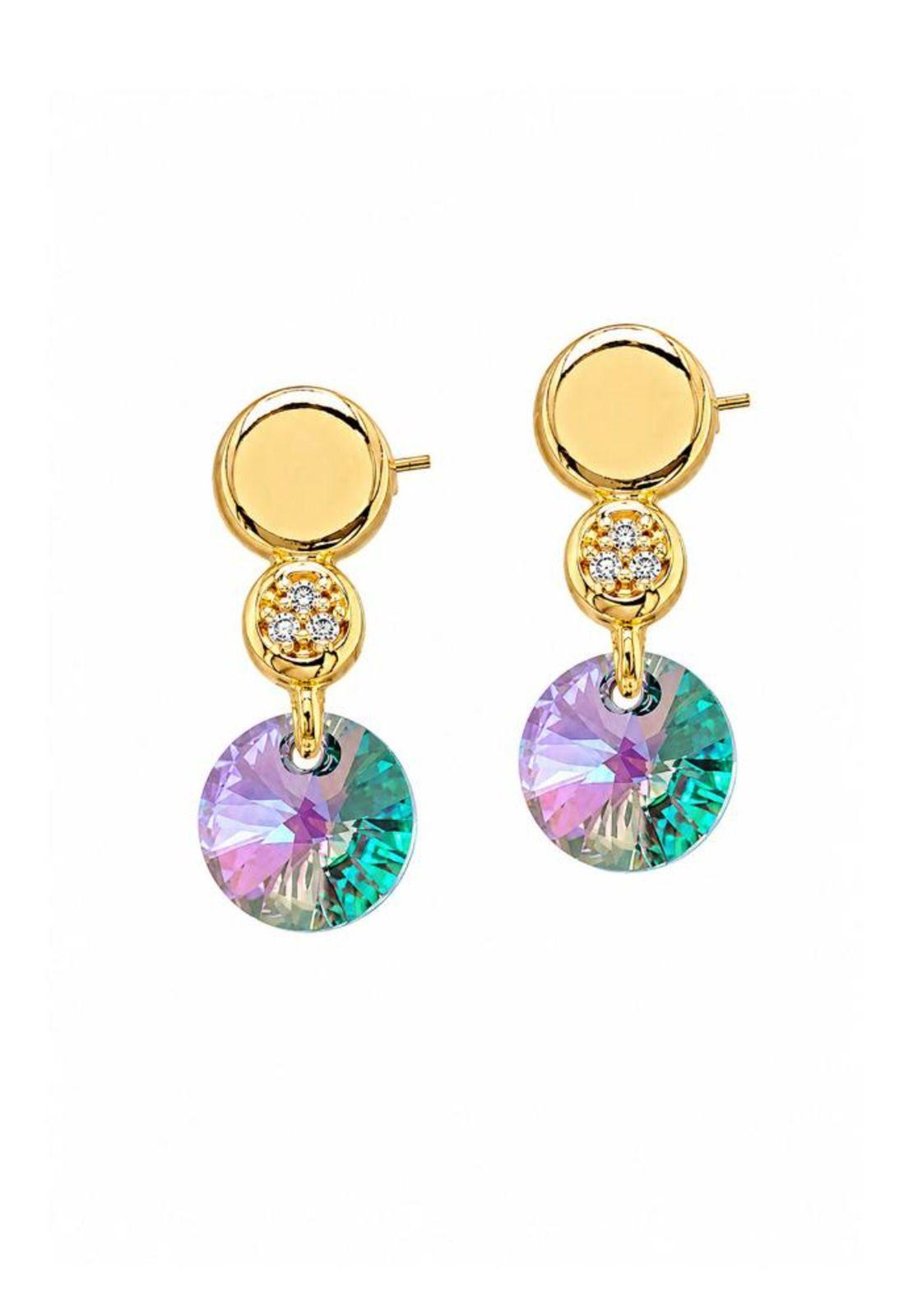 Aros Punto de Luz Gold 24K Cristal Swarovski® Paradise Shine-0