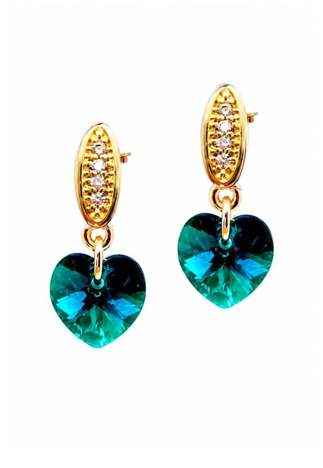 Aros Romance Gold 24K Cristal Swarovski® Emerald-0