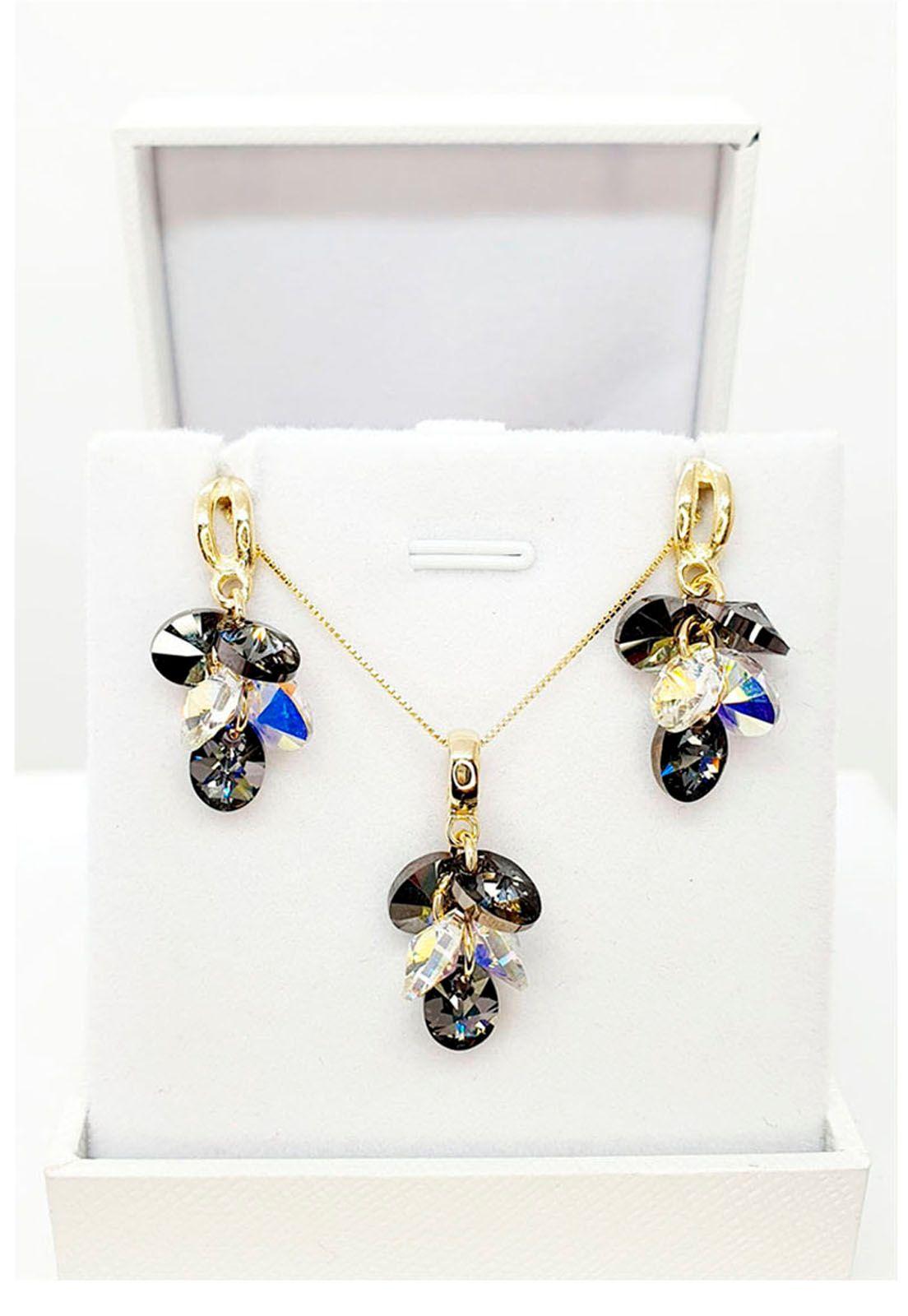 Conjunto Rafela Gold Cristales Genuinos Silver Night -2