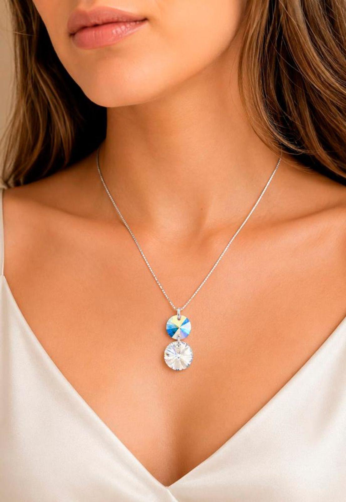 Collar Lourdes Plata 925 Cristal Swarovski® Aurora Boreal-3