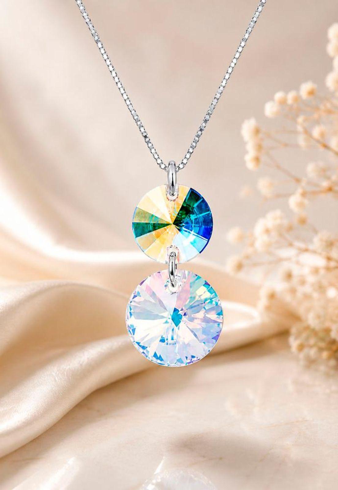 Collar Lourdes Plata 925 Cristal Swarovski® Aurora Boreal-6