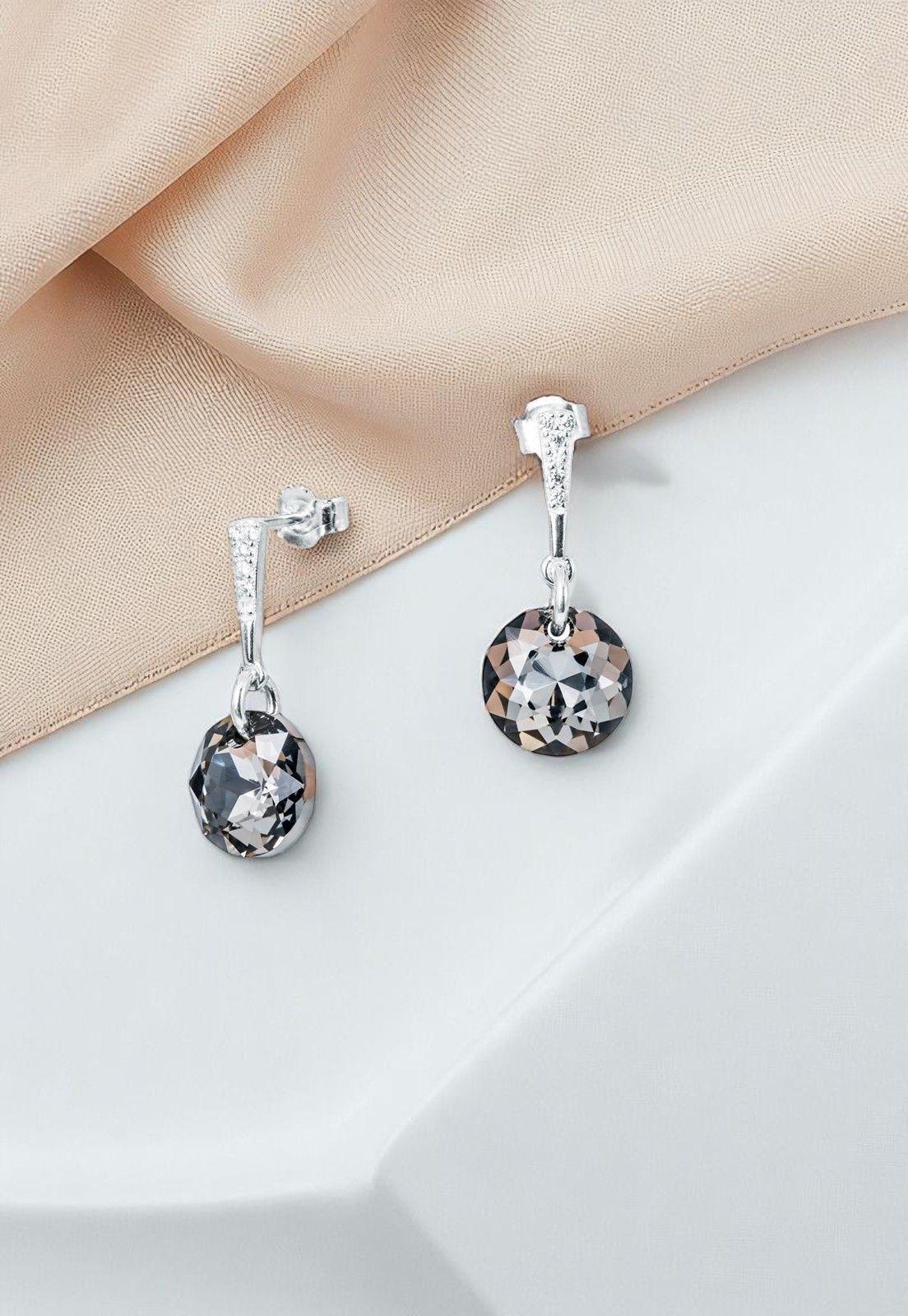 Aros Gracia Cristales Genuinos Silver Night-3