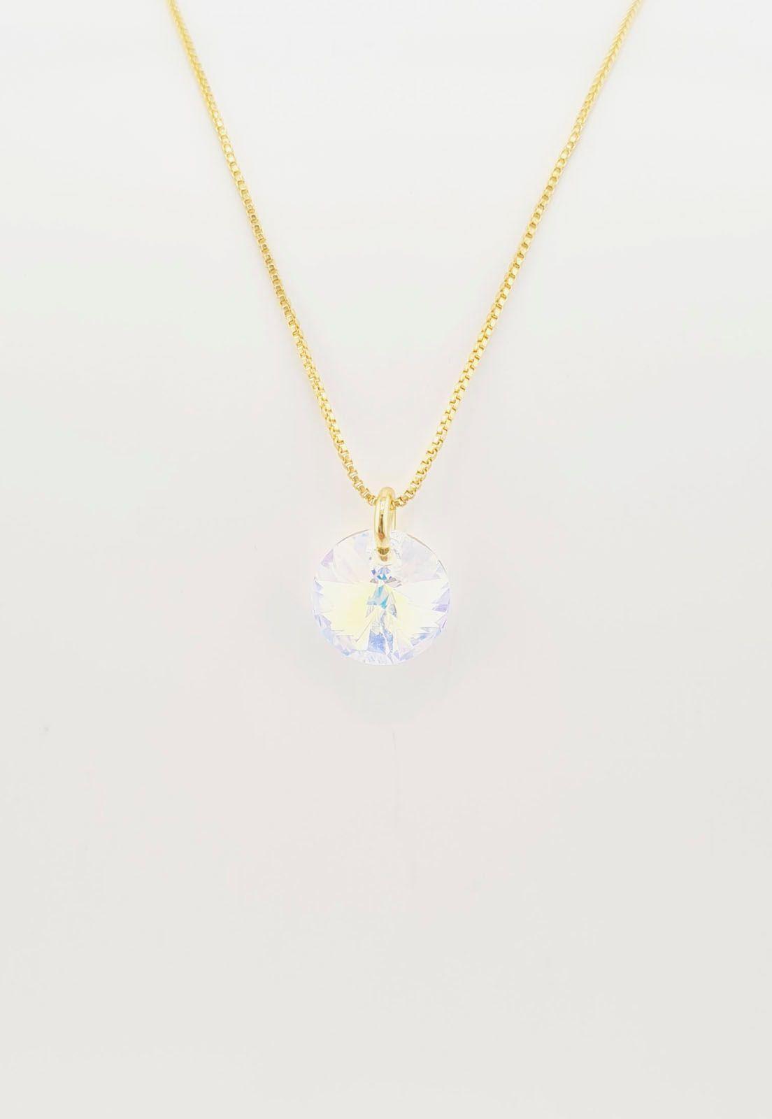 Collar Punto de Luz Gold Cristales Genuinos Aurora Boreal-3