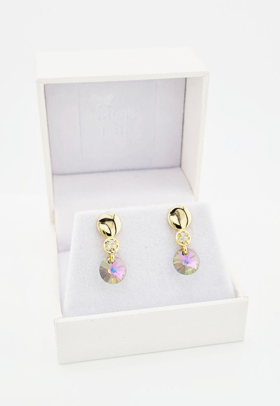 Aros Punto de Luz Gold Cristales Genuinos Paradise Shine.-3