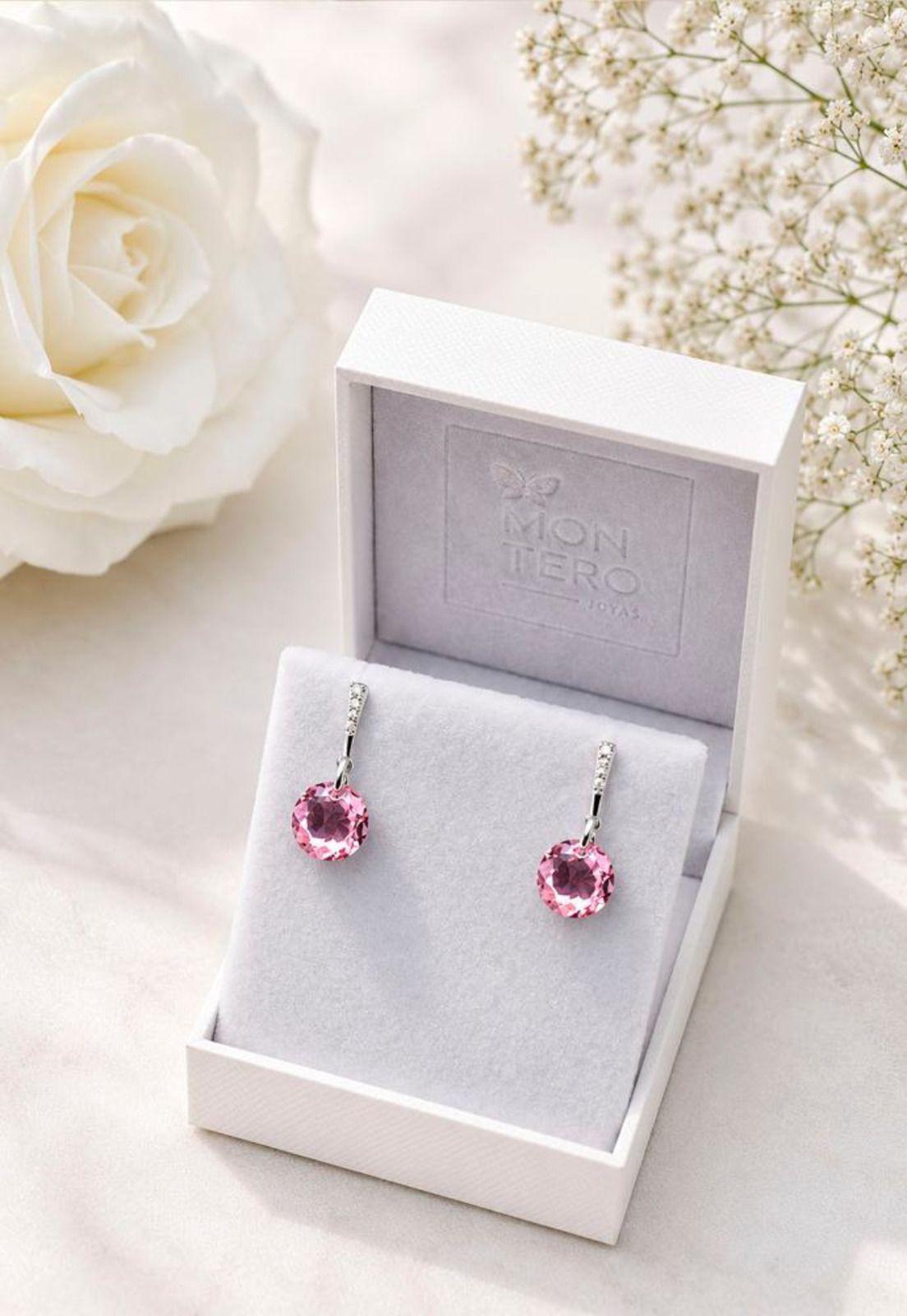 Aros Gracia Plata 925 Cristal Swarovski® Light Rose-1