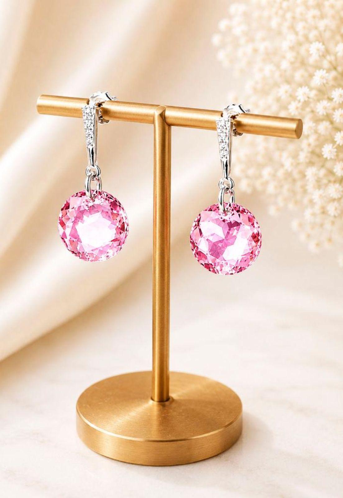 Aros Gracia Plata 925 Cristal Swarovski® Light Rose-2