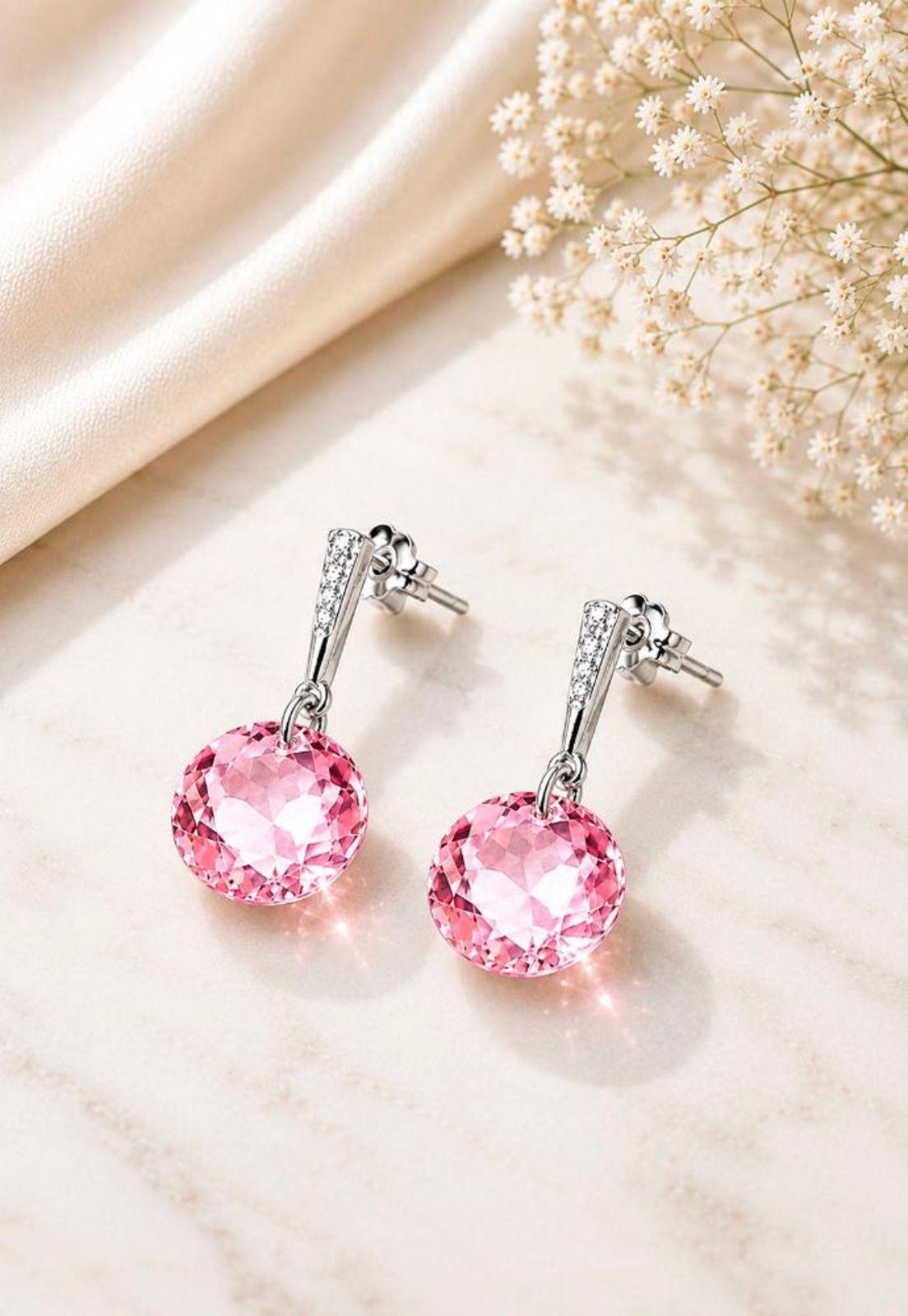 Aros Gracia Plata 925 Cristal Swarovski® Light Rose-4
