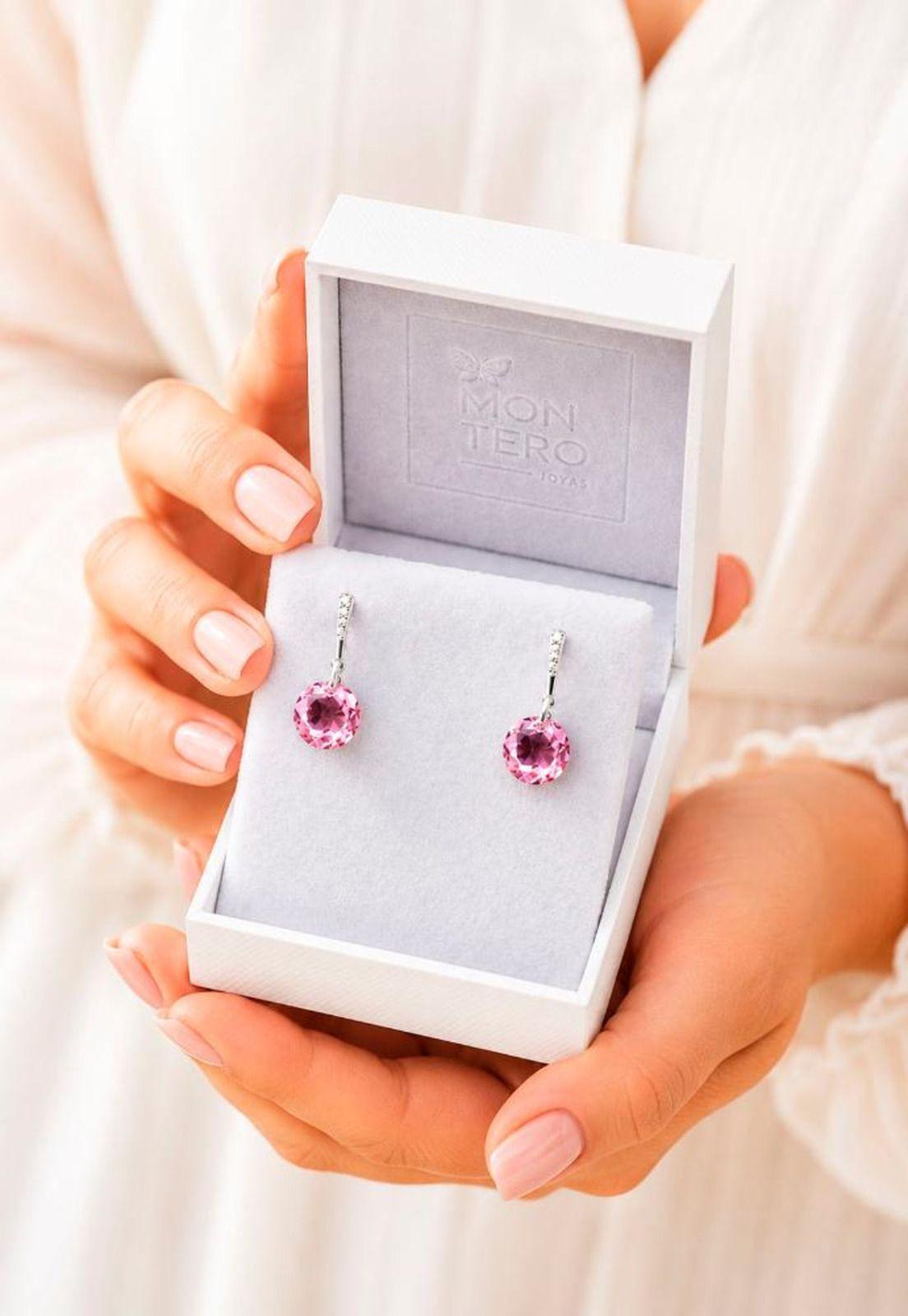 Aros Gracia Plata 925 Cristal Swarovski® Light Rose-5