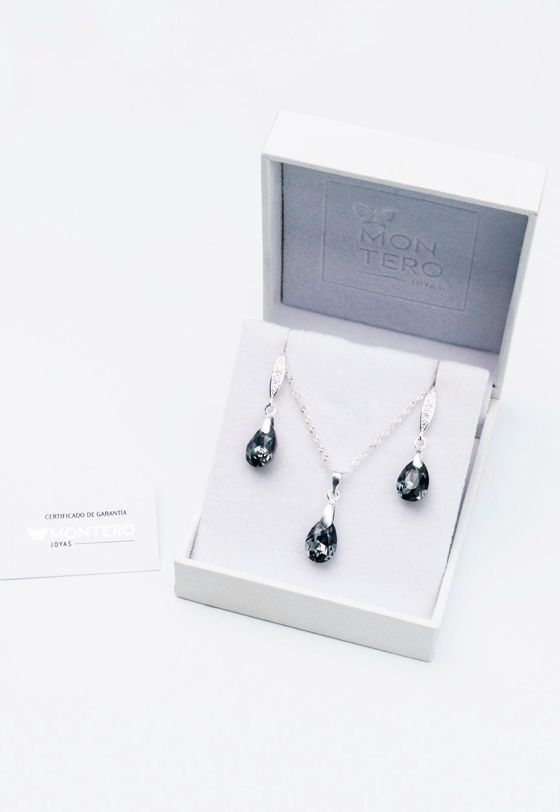 Conjunto Milan Cristales Genuinos Silver Night-2