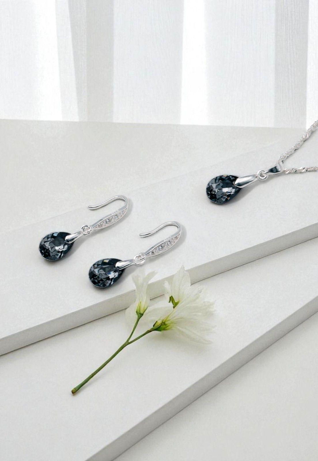 Conjunto Milan Cristales Genuinos Silver Night-2