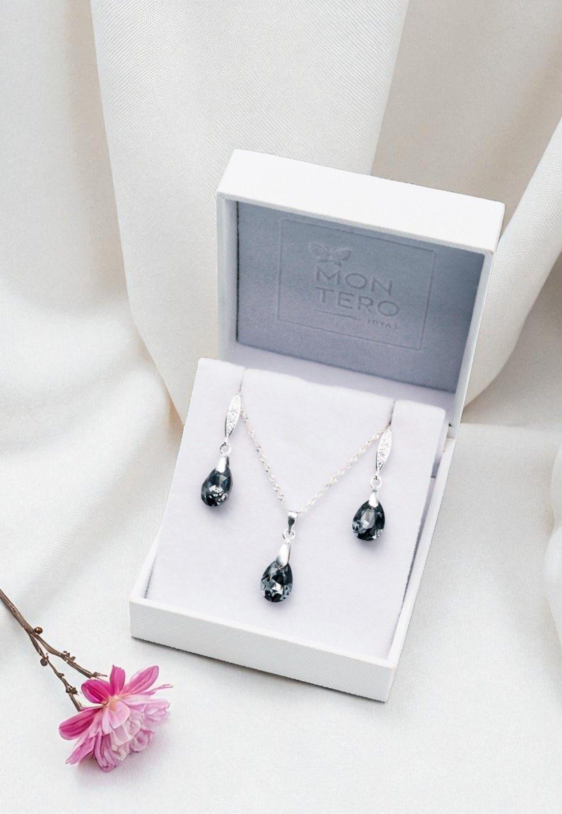 Conjunto Milan Cristales Genuinos Silver Night-3