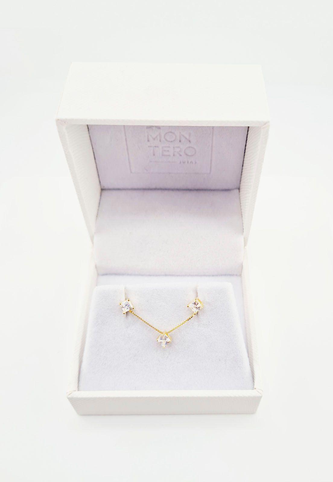Conjunto Victoria Gold con Circon Blanco Baño de Oro 24k-3