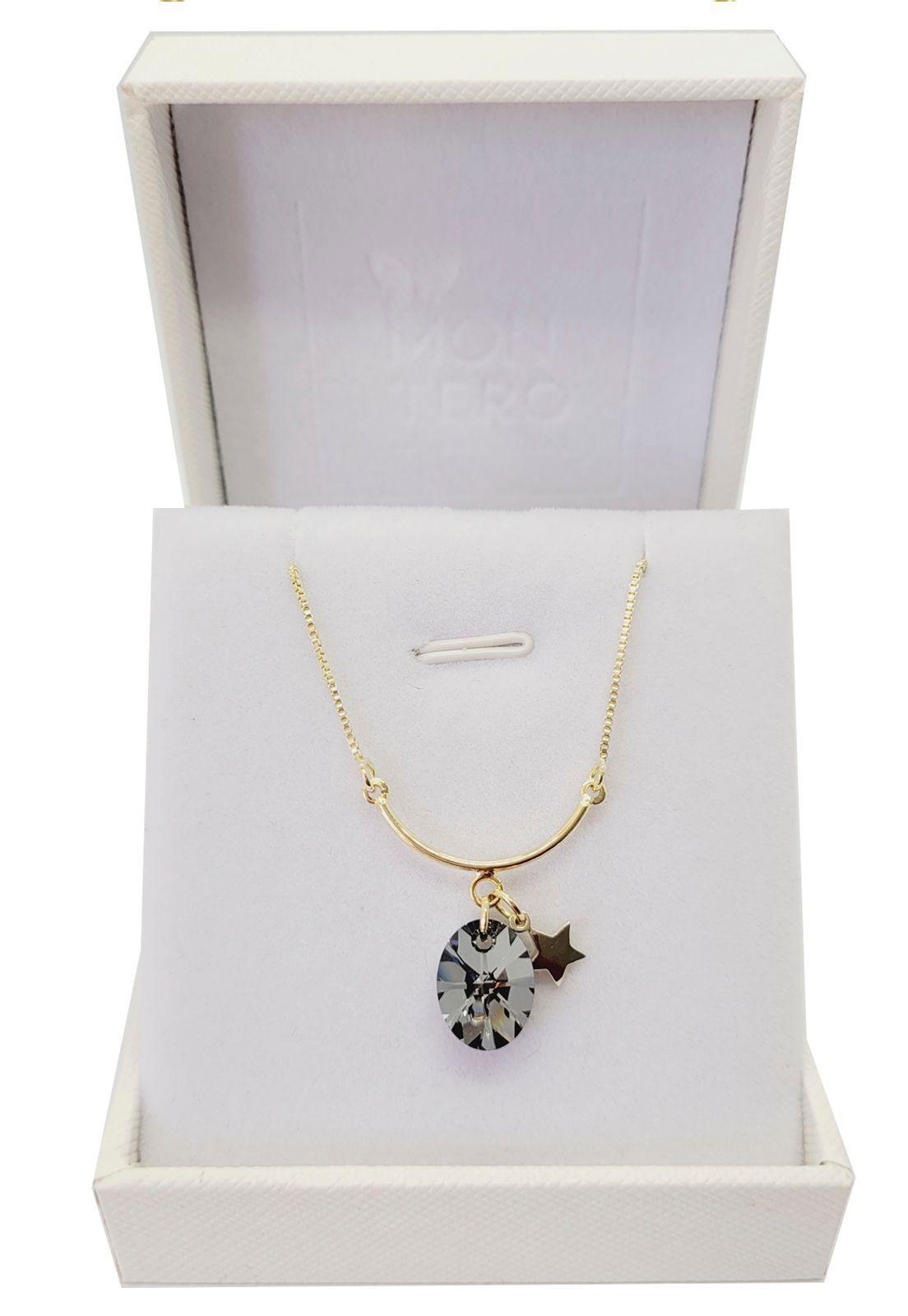 Collar Ivana Gold Cristales Genuinos Silver Night-1