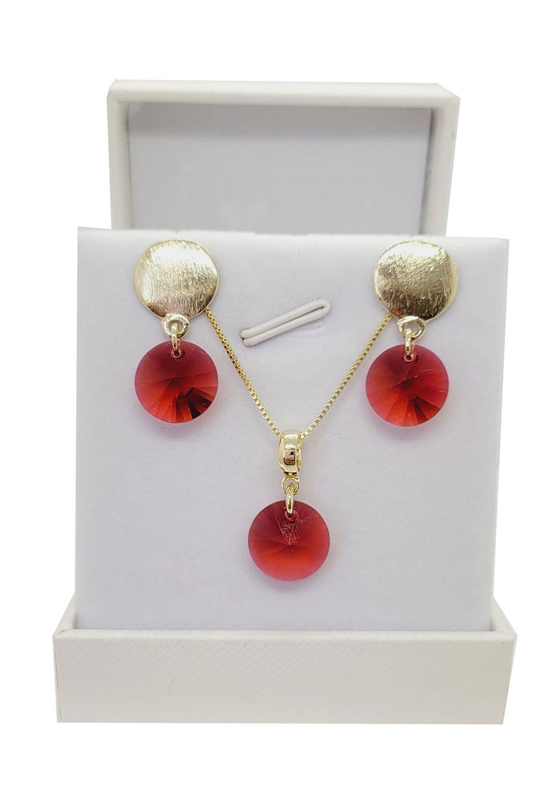Conjunto Amalia Gold Cristales Genuinos Scarlet-2