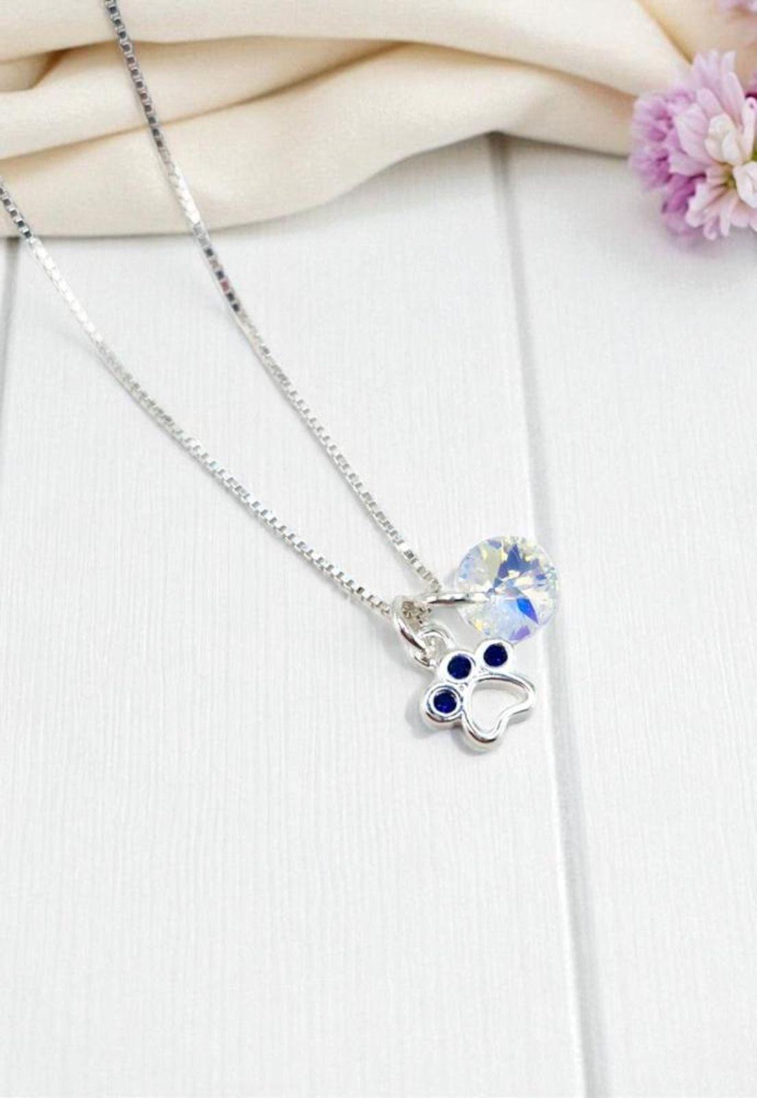 Collar Patita Plata 925 Cristal Swarovski® Aurora Boreal-1