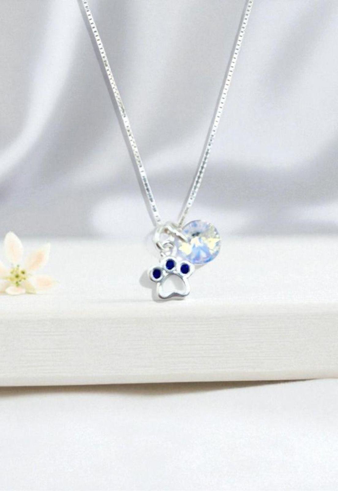 Collar Patita Plata 925 Cristal Swarovski® Aurora Boreal-2