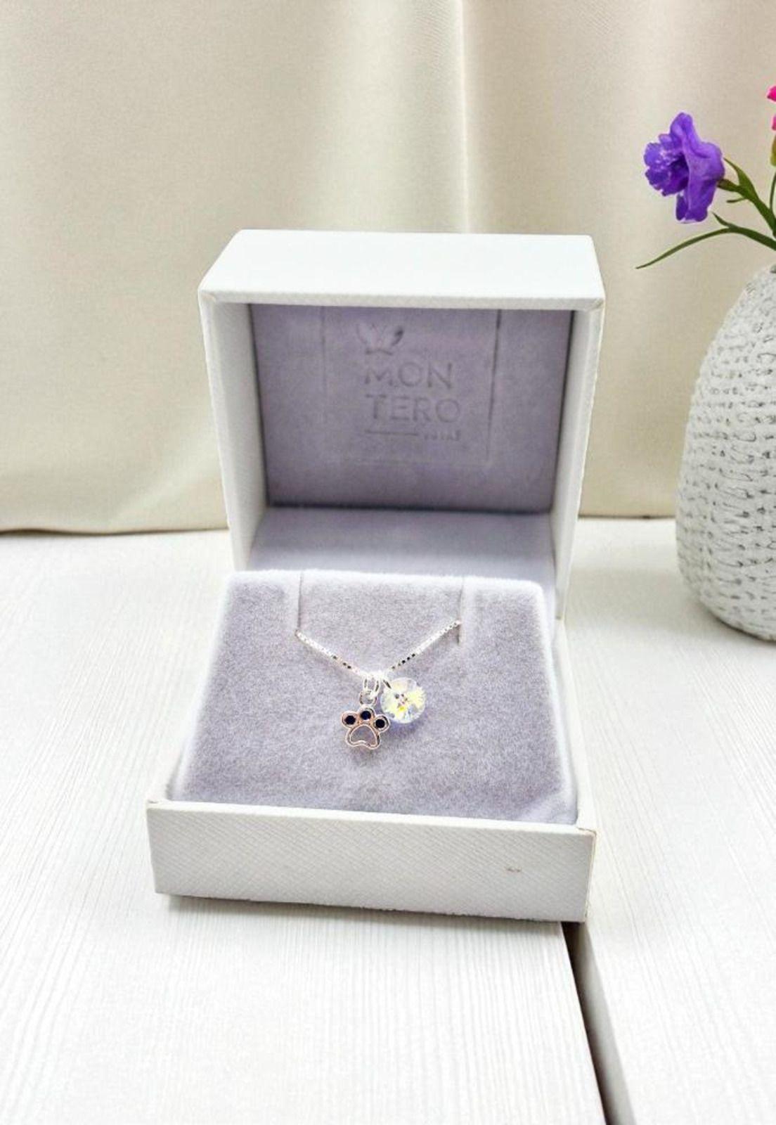 Collar Patita Plata 925 Cristal Swarovski® Aurora Boreal-3
