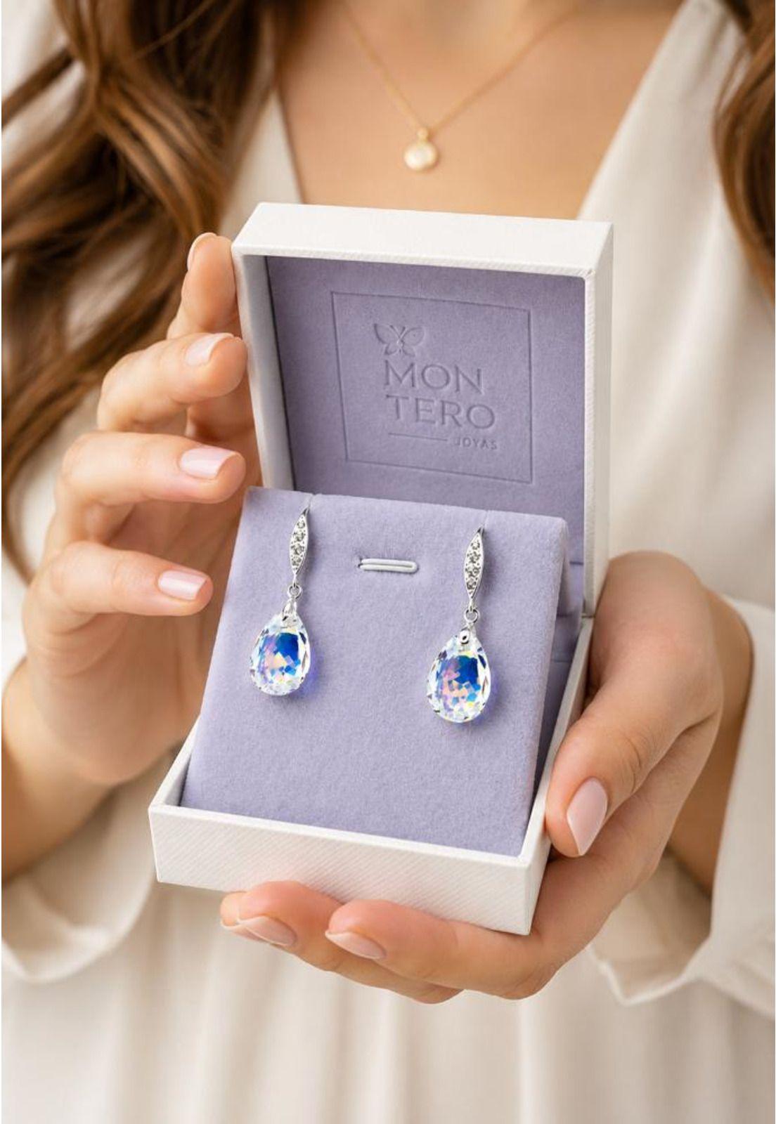 Aros Capricho Plata 925 Cristal Swarovski® Aurora Boreal-3