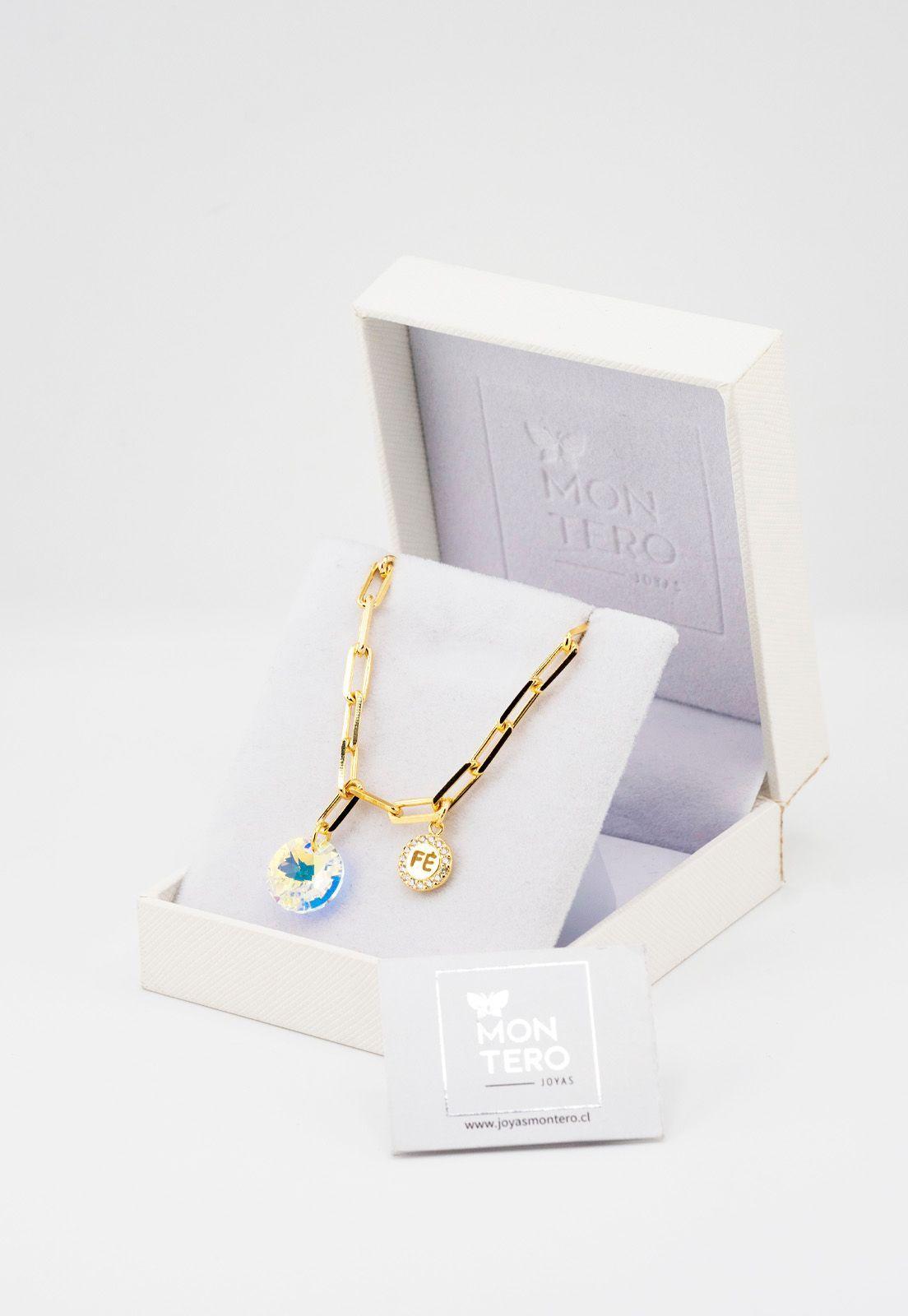Pulsera Esperanza Gold Con Baño de Oro 24k y Cristale Genuinos Aurora Boreal-3