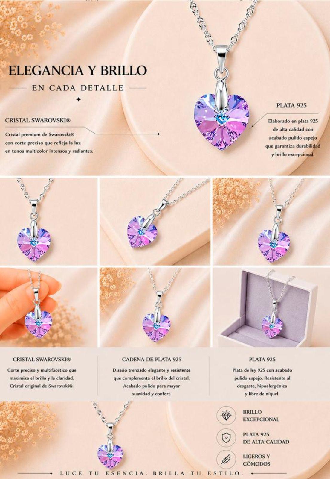 Collar Romance Plata 925 Cristal Swarovski® Vitral Light-5