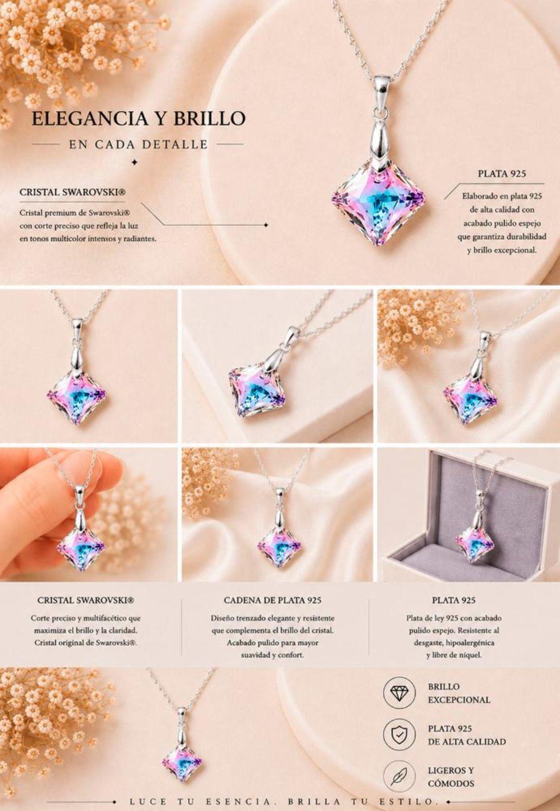 Collar Cristina Plata 925 Cristal Swarovski® Vitral Light-3