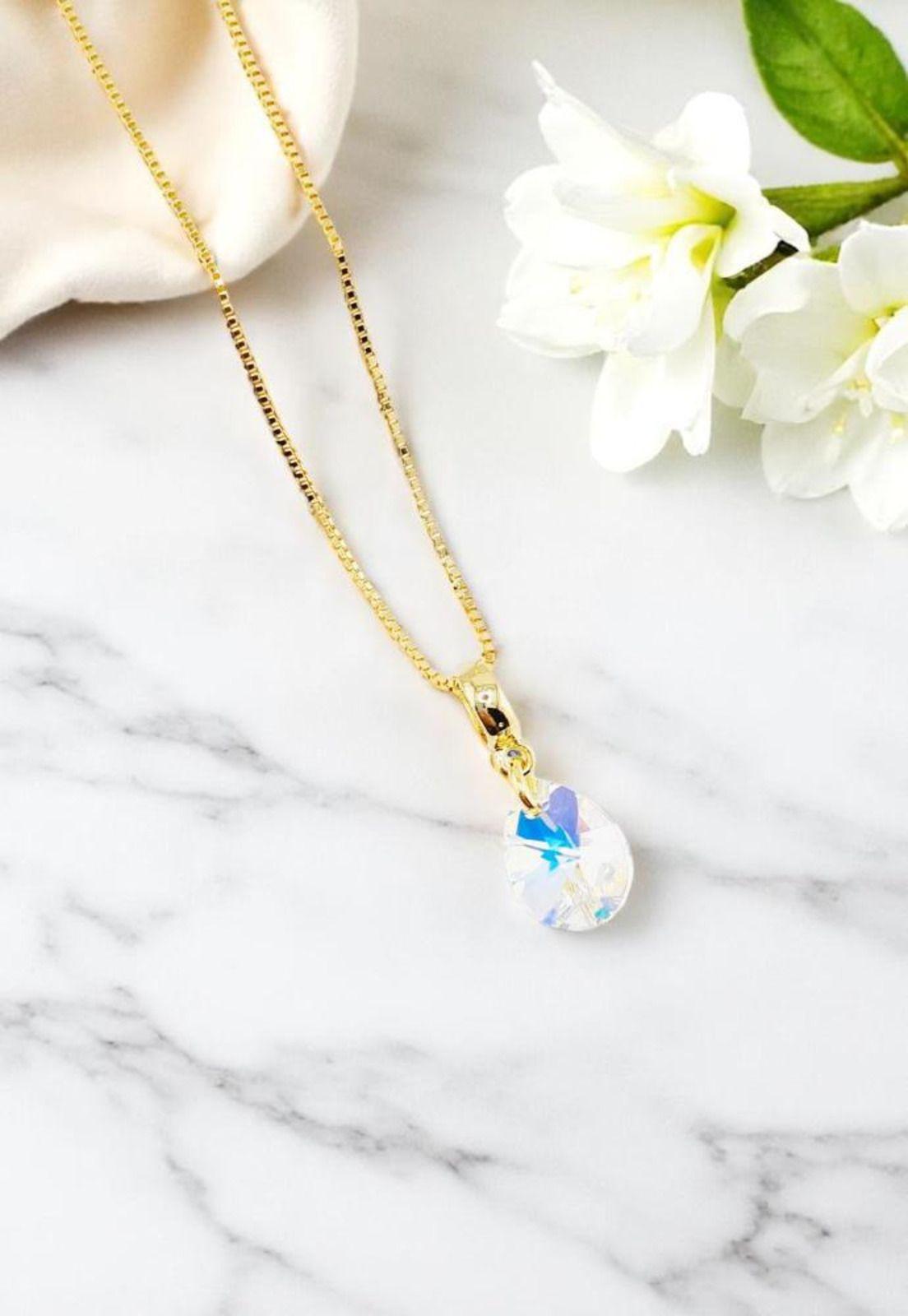 Conjunto Encanto Gold 24K Cristal Swarovski® Aurora Boreal-4