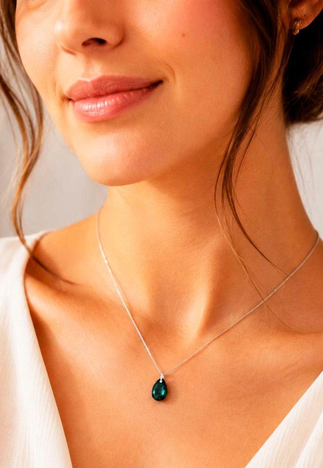 Collar Gota de Luz Plata 925 Cristal Swarovski® Emerald-3