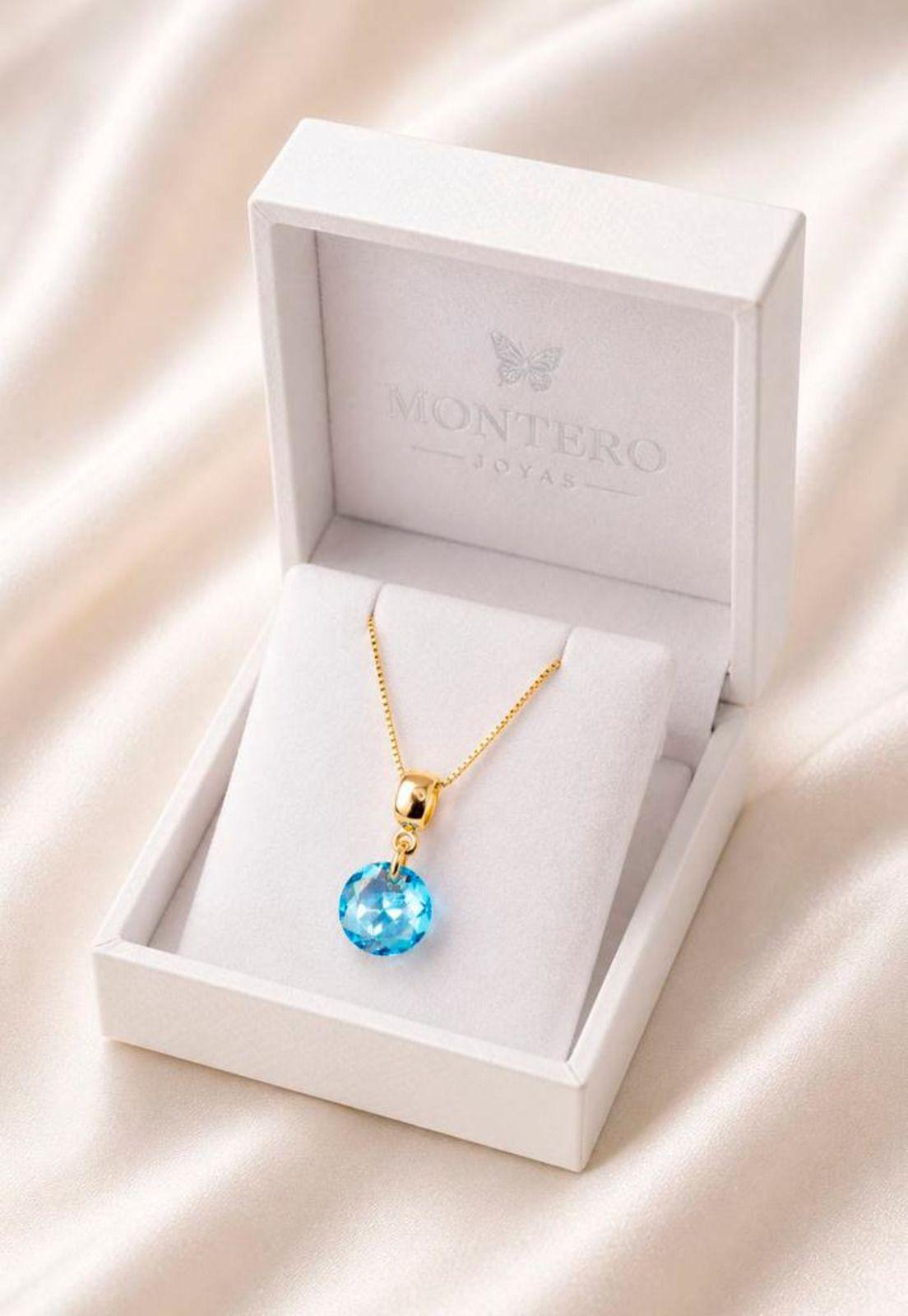 Collar Bali Gold 24K  Cristal Swarovski® Aquamarine-2