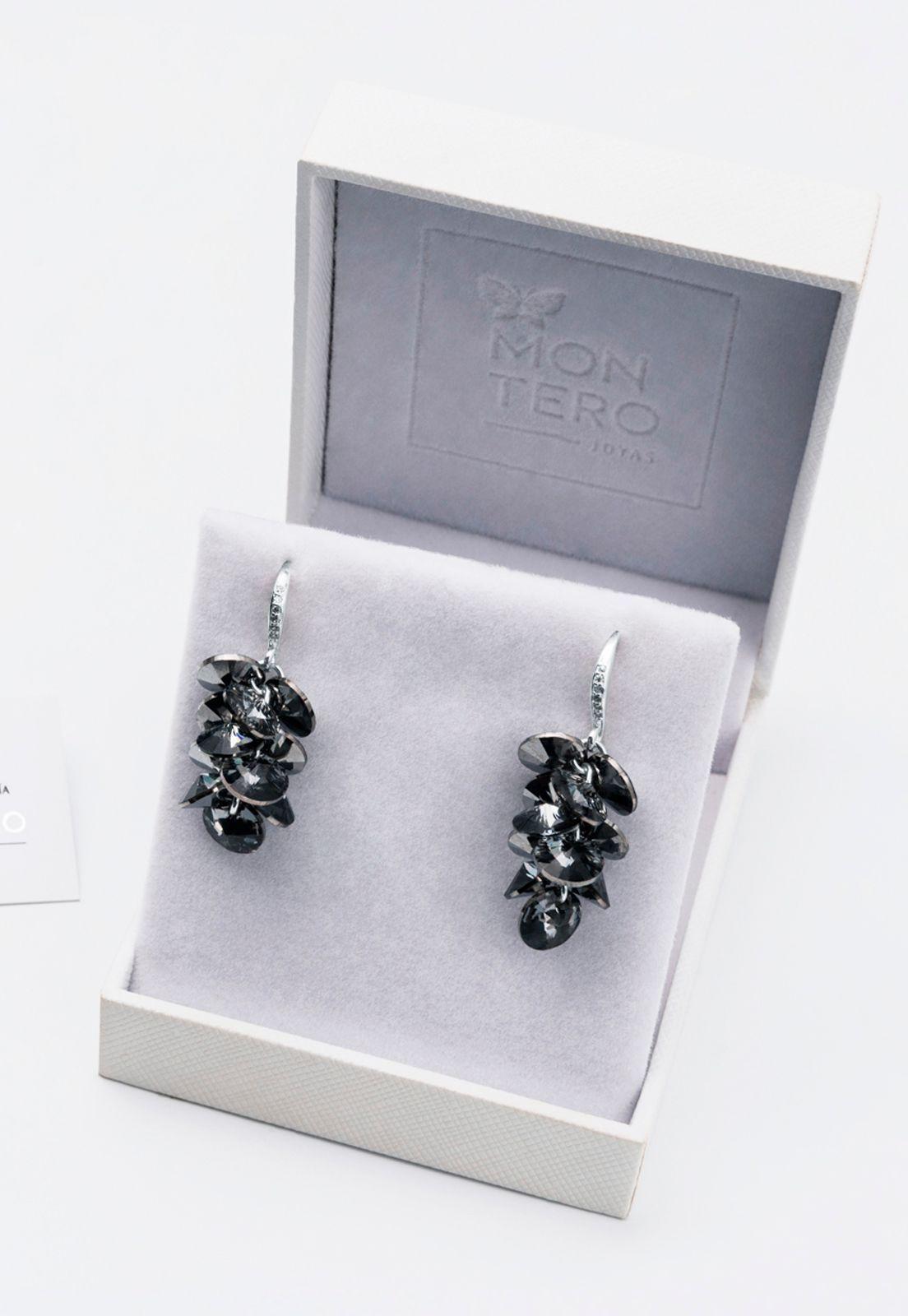 Aros Destellos Cristales Genuinos Silver Night-2