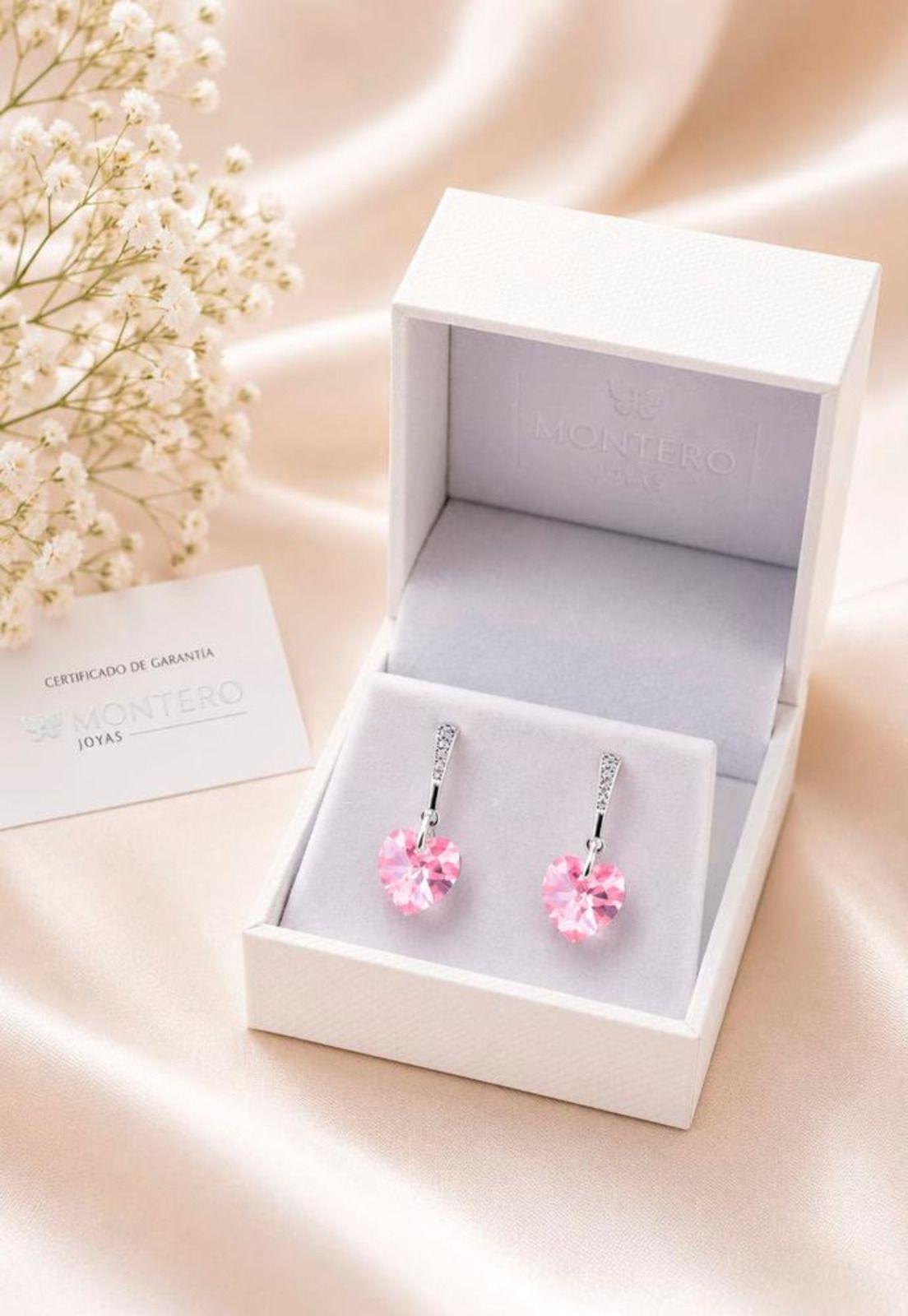 Aros Romance Plata 925 Cristal Swarovski® Light Rose-2