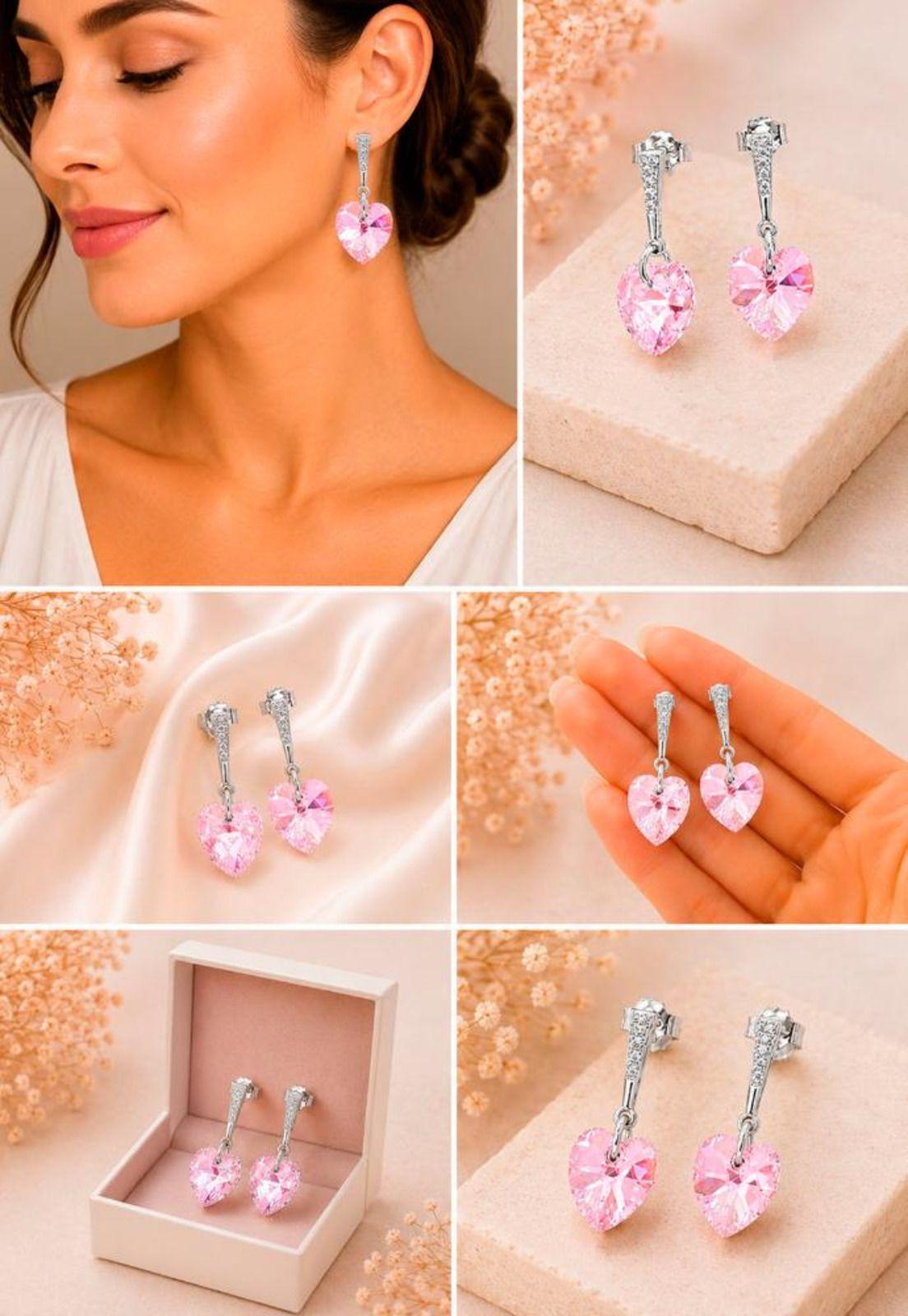 Aros Romance Plata 925 Cristal Swarovski® Light Rose-4