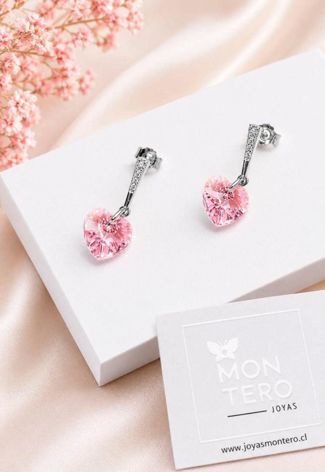 Aros Romance Plata 925 Cristal Swarovski® Light Rose-6