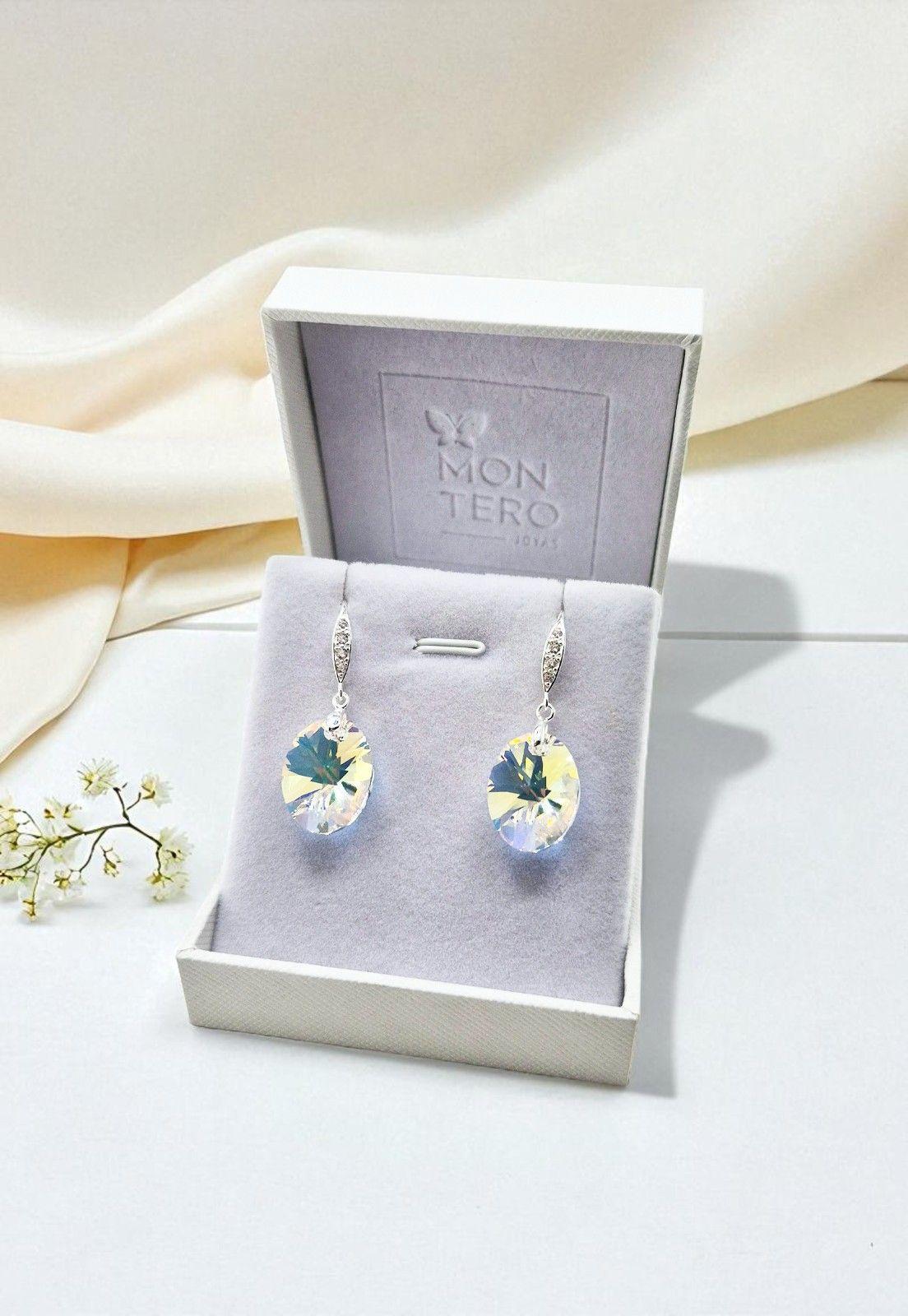 Aros Gran Praga Plata Italiana 925 Cristal Genuino-3