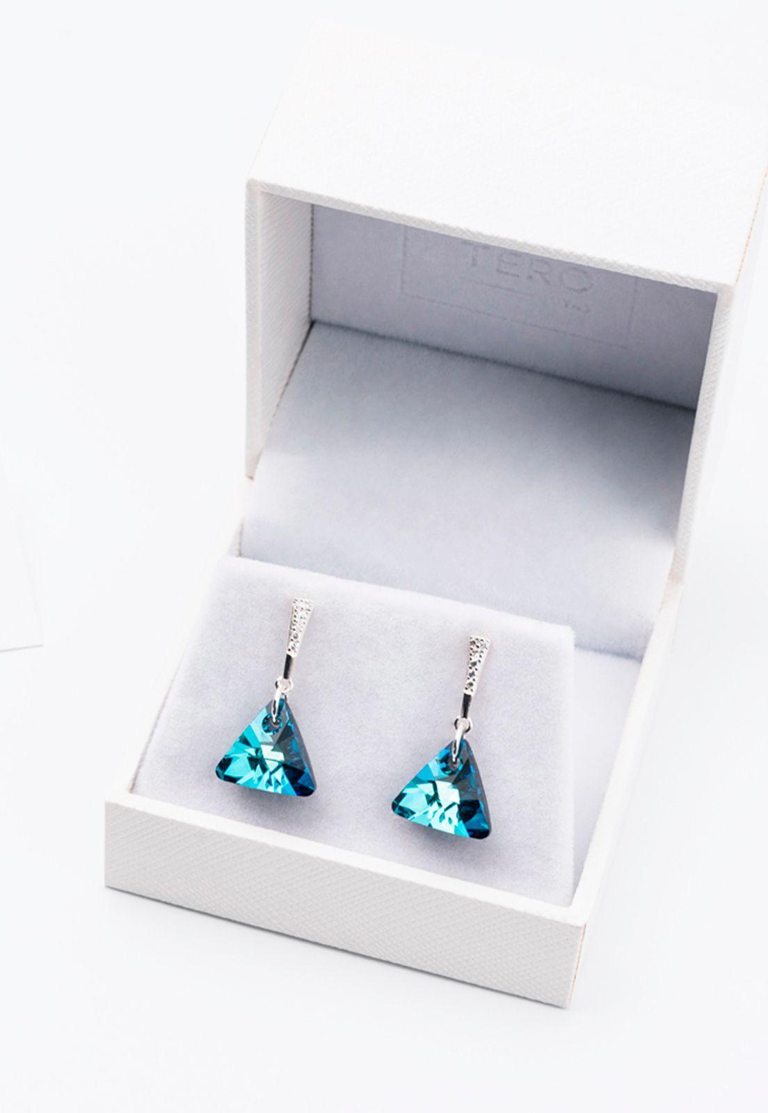 Aros Trinidad Cristales Genuinos Bermuda Blue-2