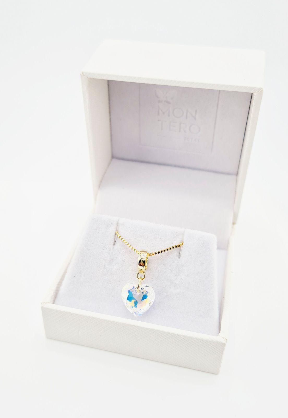 Collar Amor Gold Cristales Genuinos Aurora Boreal-2