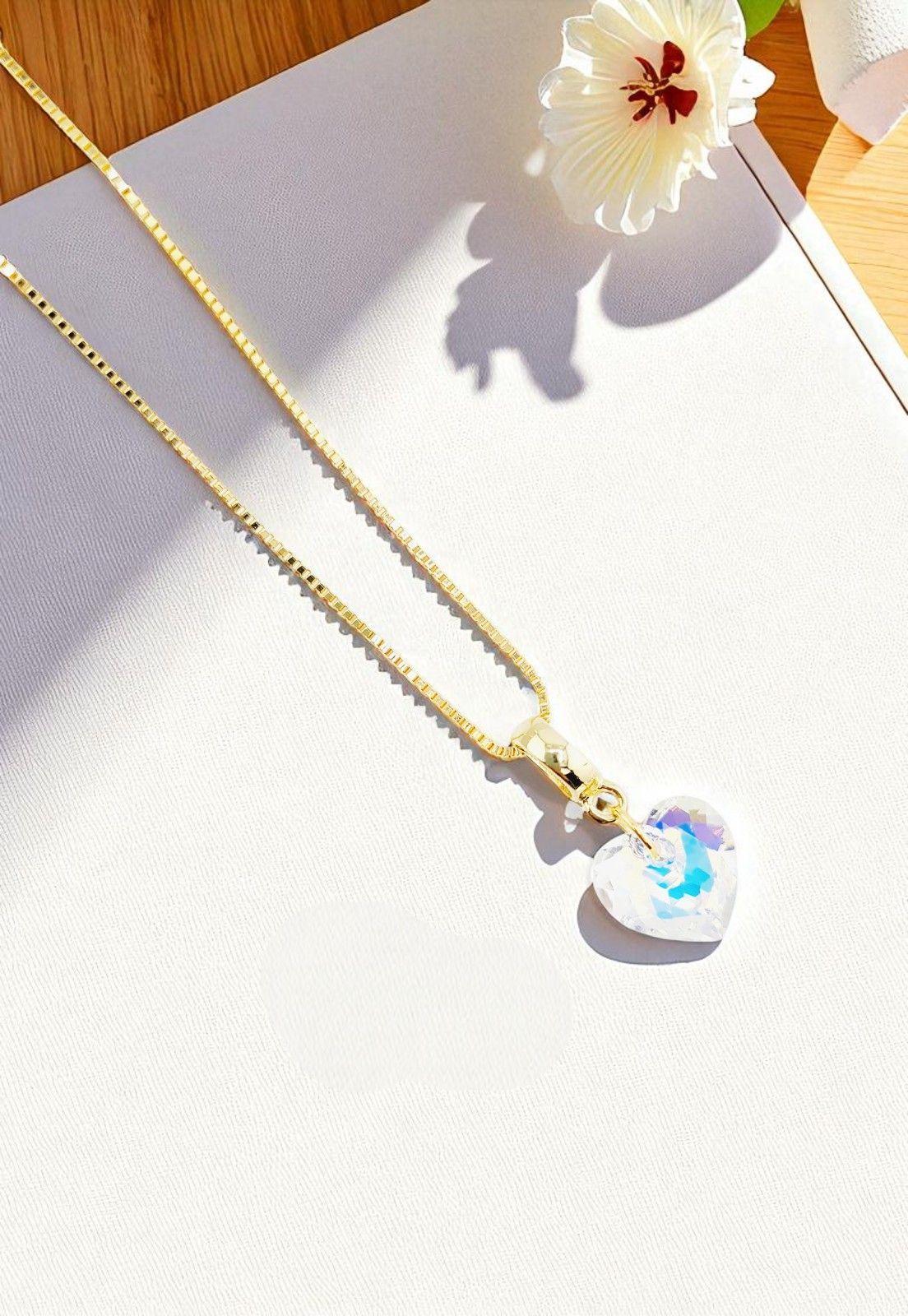 Collar Amor Gold 24K Cristal Genuino Aurora Boreal-2