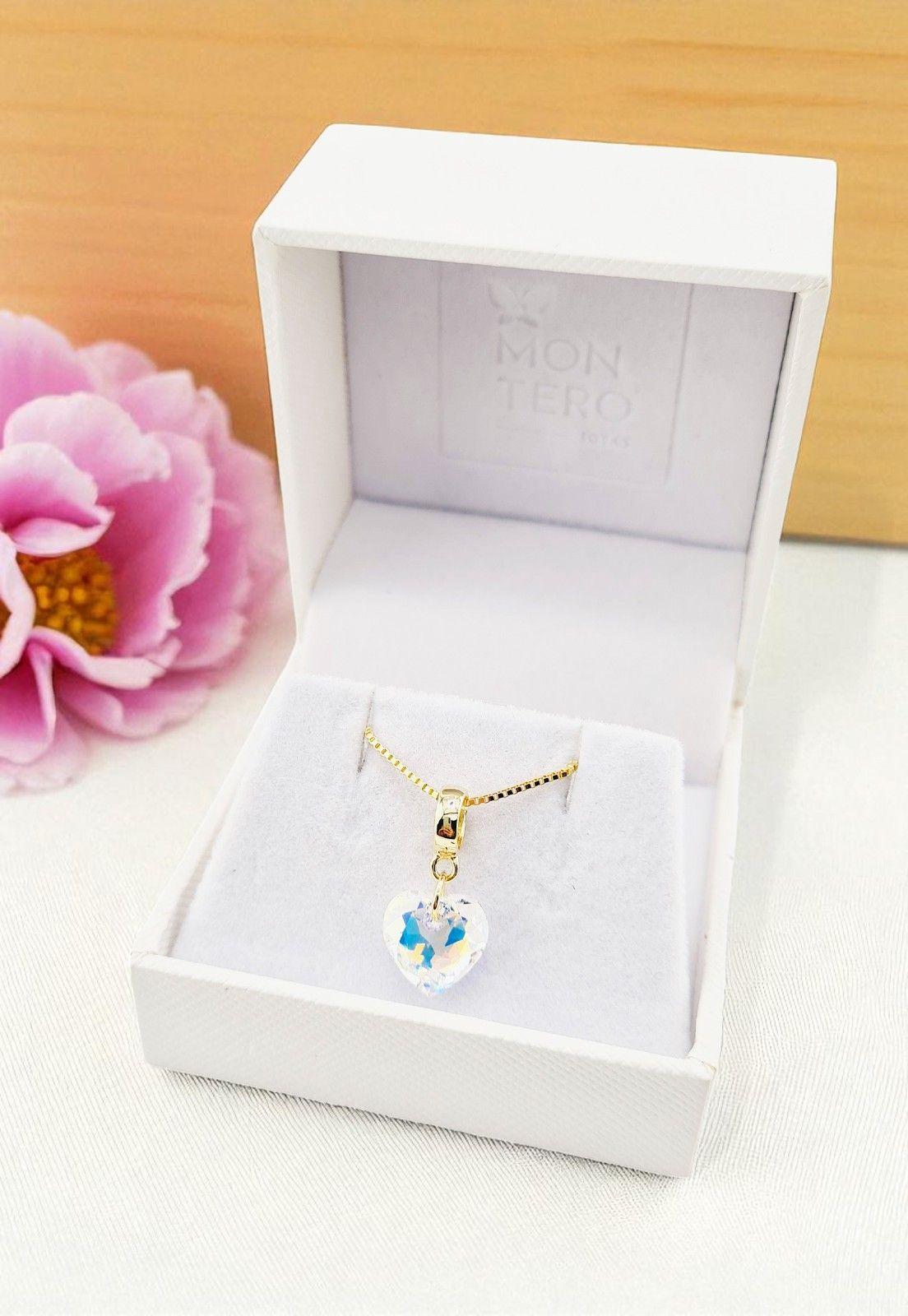Collar Amor Gold 24K Cristal Genuino Aurora Boreal-3