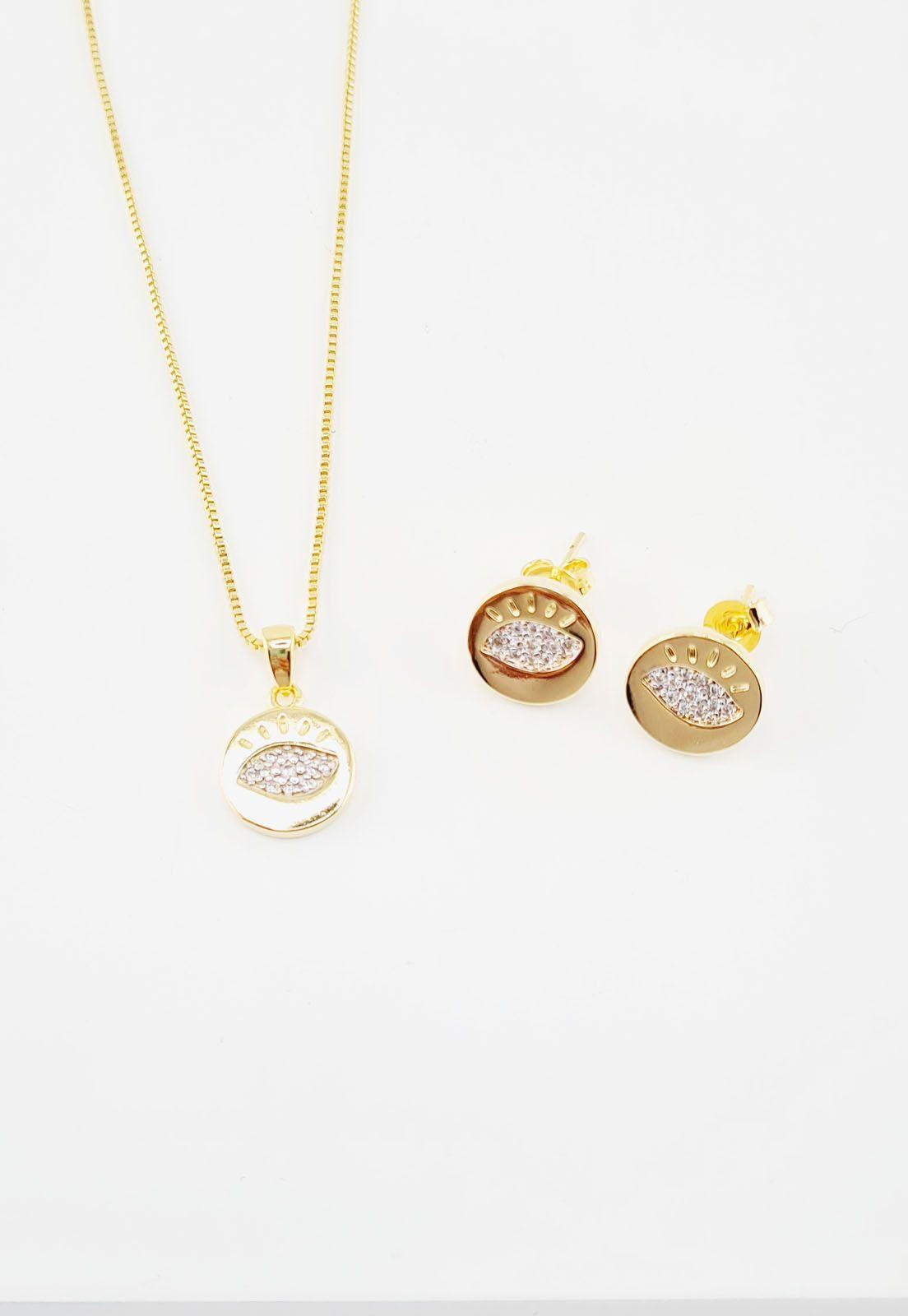 Conjunto Alanya Gold Microcircones Baño de Oro 24K-2