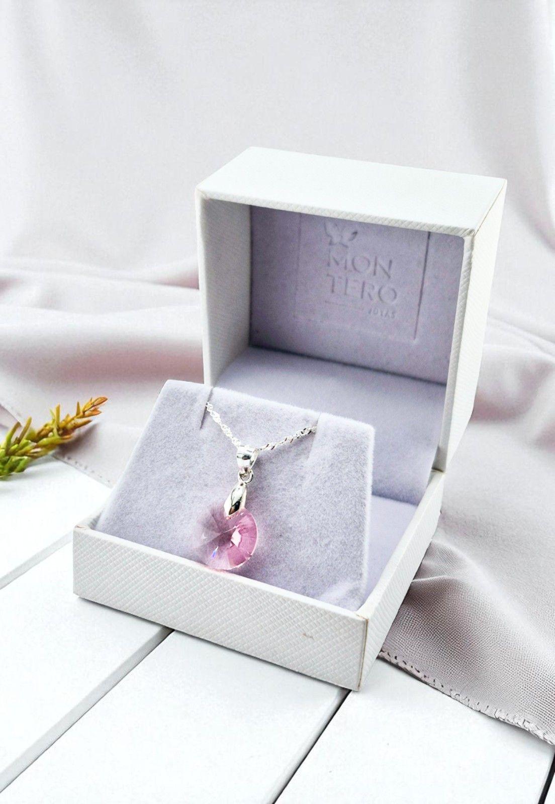 Collar Paris Plata 925 Cristal Genuino Rose Shimmer-3