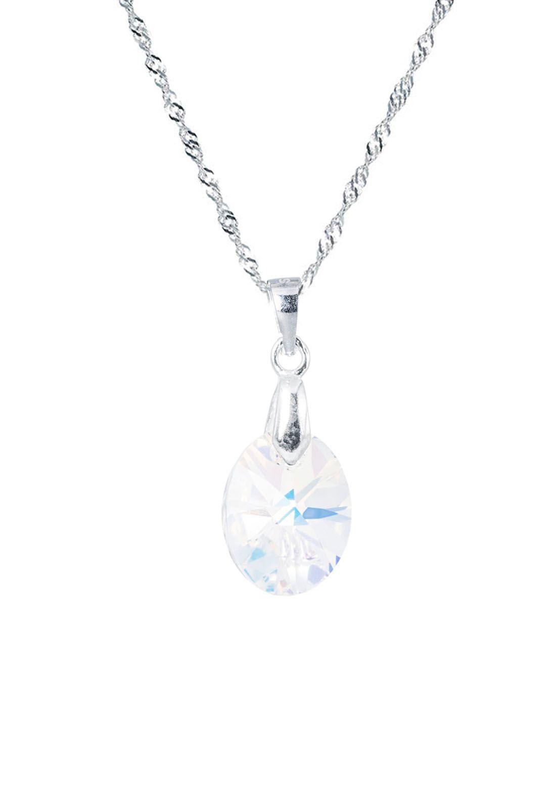 Collar Gran Praga Plata Italiana 925 y Cristales Aurora Boreal-0