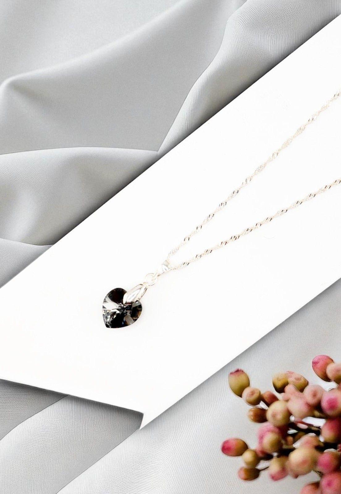 Collar Romance Plata Italiana 925 Cristal Genuino Silver Night-4