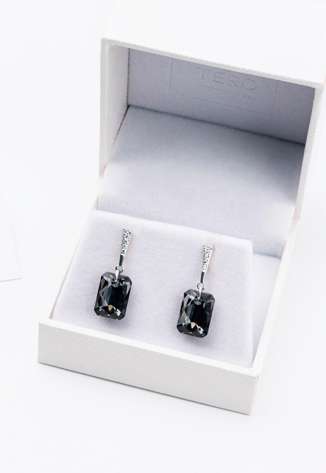 Aros Estefania Cristales Genuinos Silver Night-2