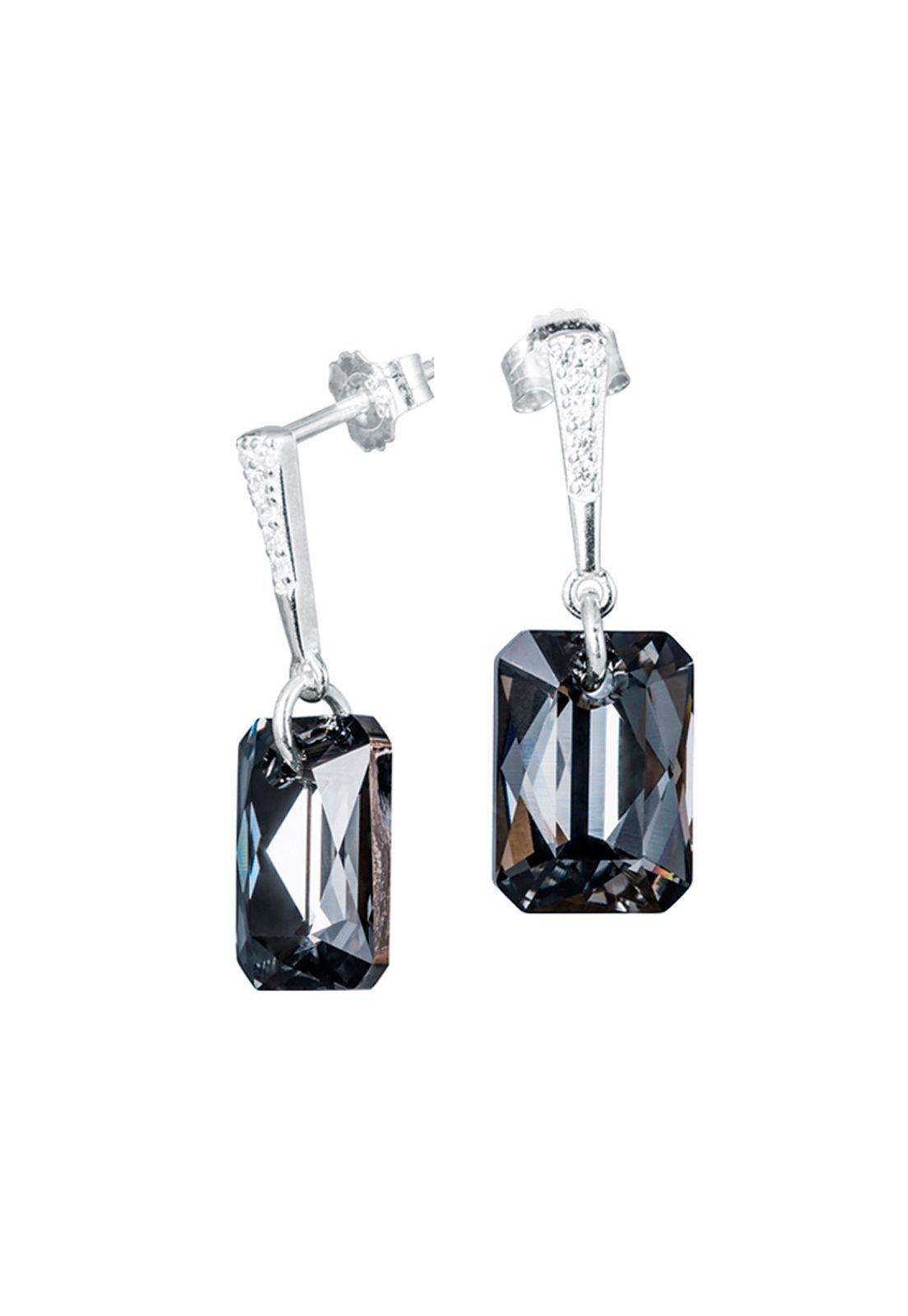 Aros Estefania Cristales Genuinos Silver Night-0