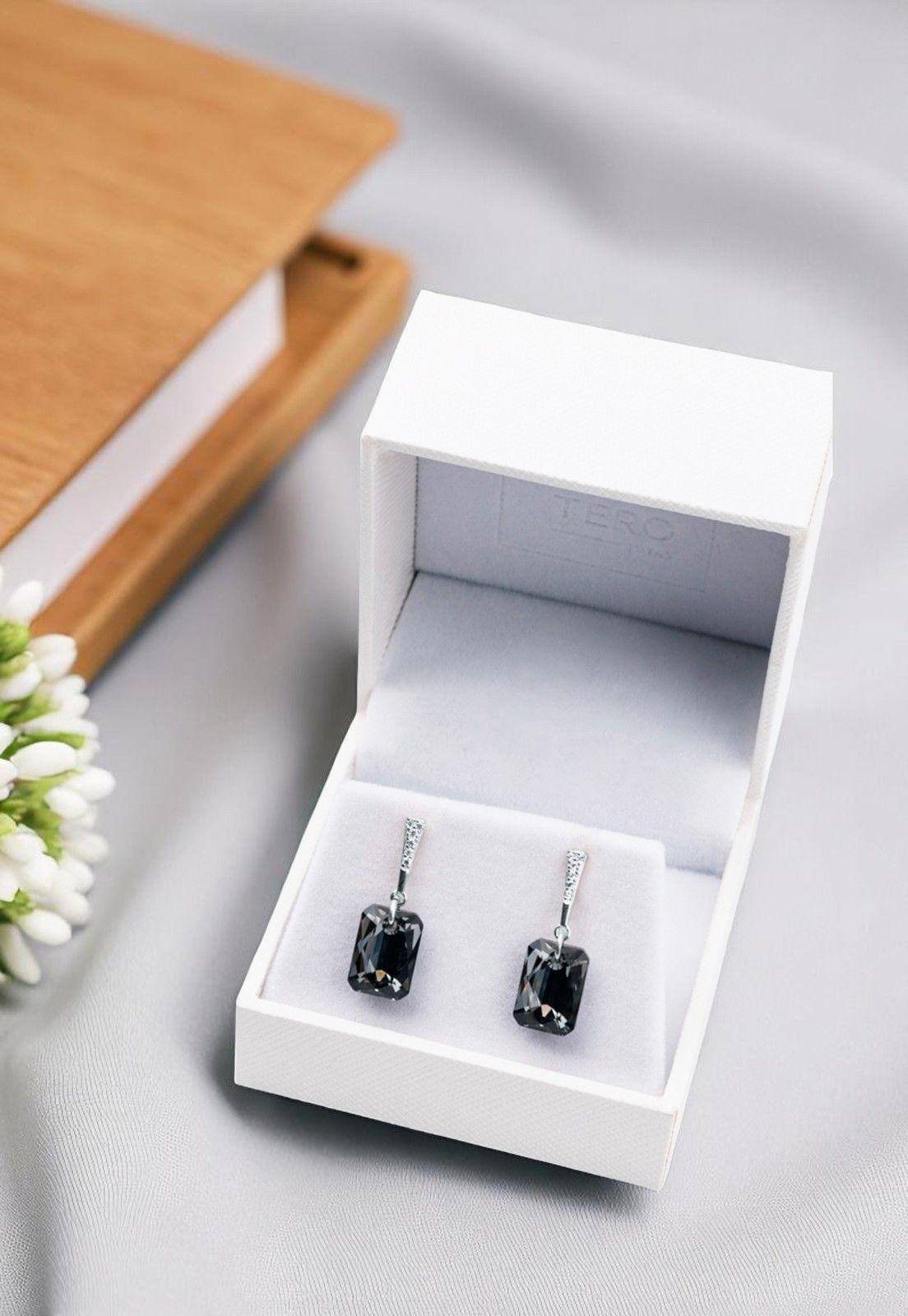 Aros Estefania Plata Italiana 925 Cristal Genuino Silver Night-3