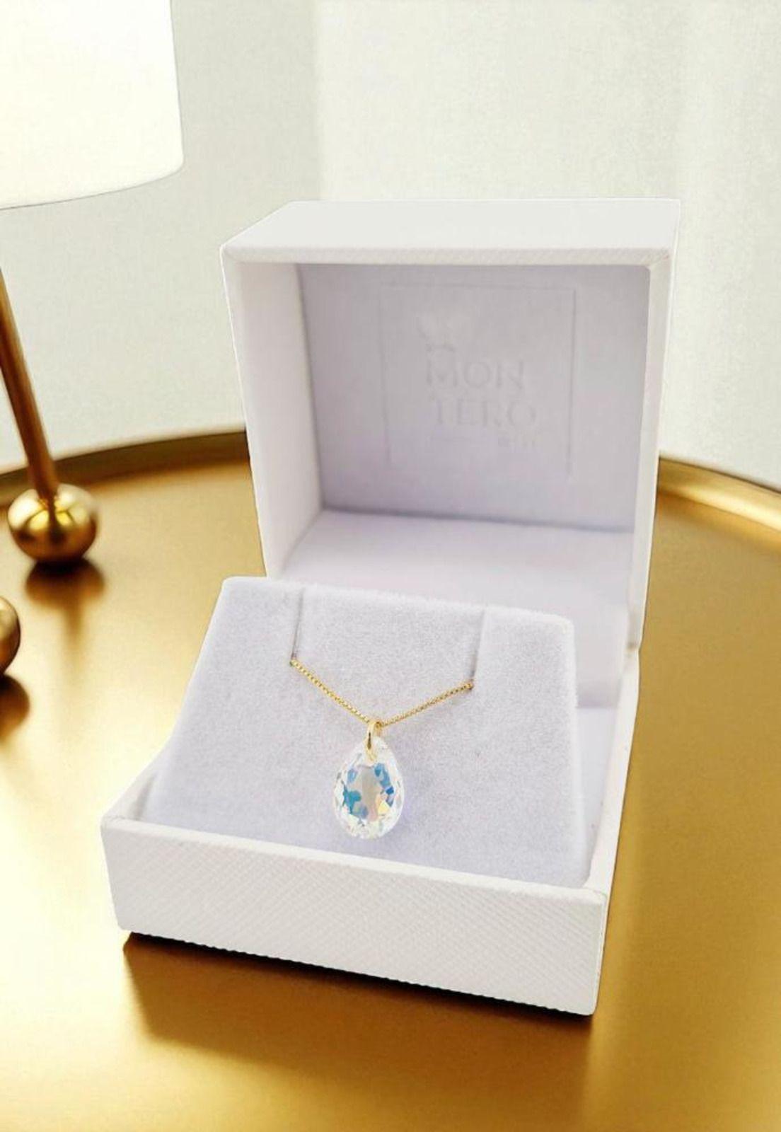 Collar Gota de Luz Gold 24K Creado con cristales de Swarovski® Aurora Boreal-2