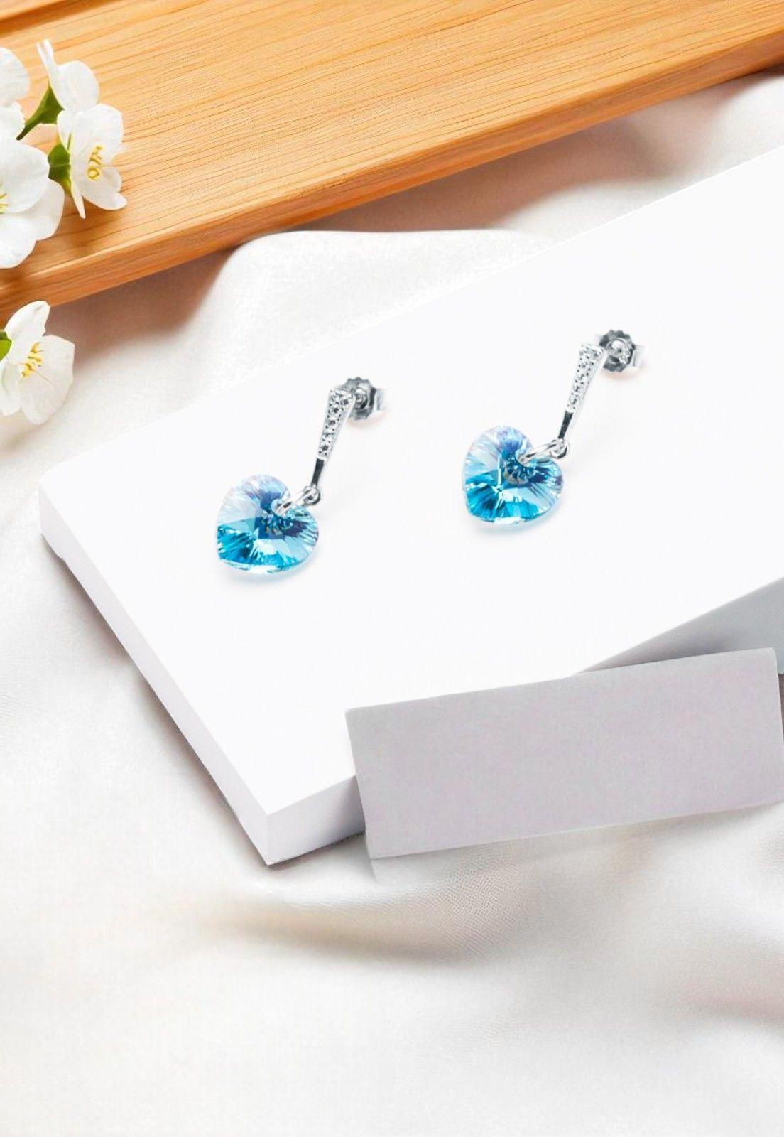 Aros Romance Plata Italiana 925 Cristal Swarovski® Aquamarine-2