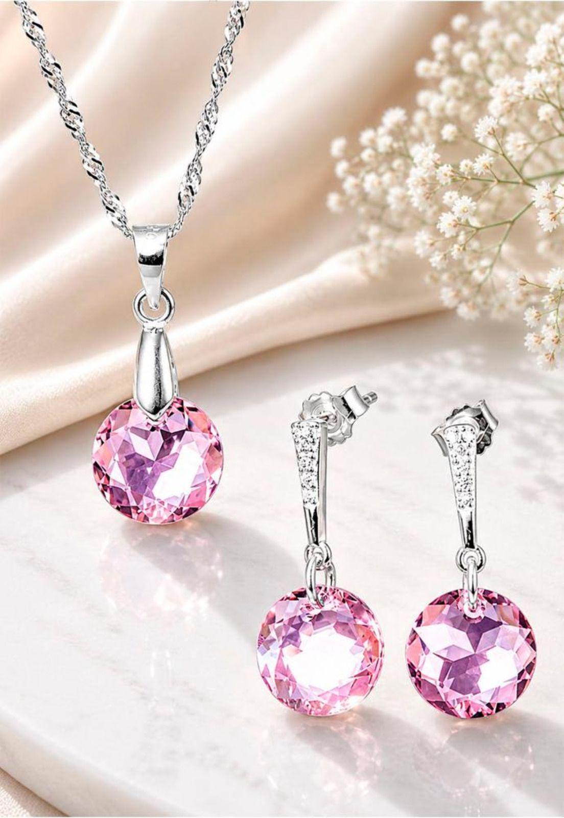 Conjunto Gracia Plata 925 Cristal Swarovski® Light Rose-2