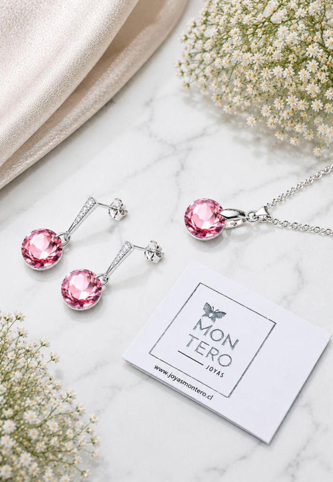 Conjunto Gracia Plata 925 Cristal Swarovski® Light Rose-4