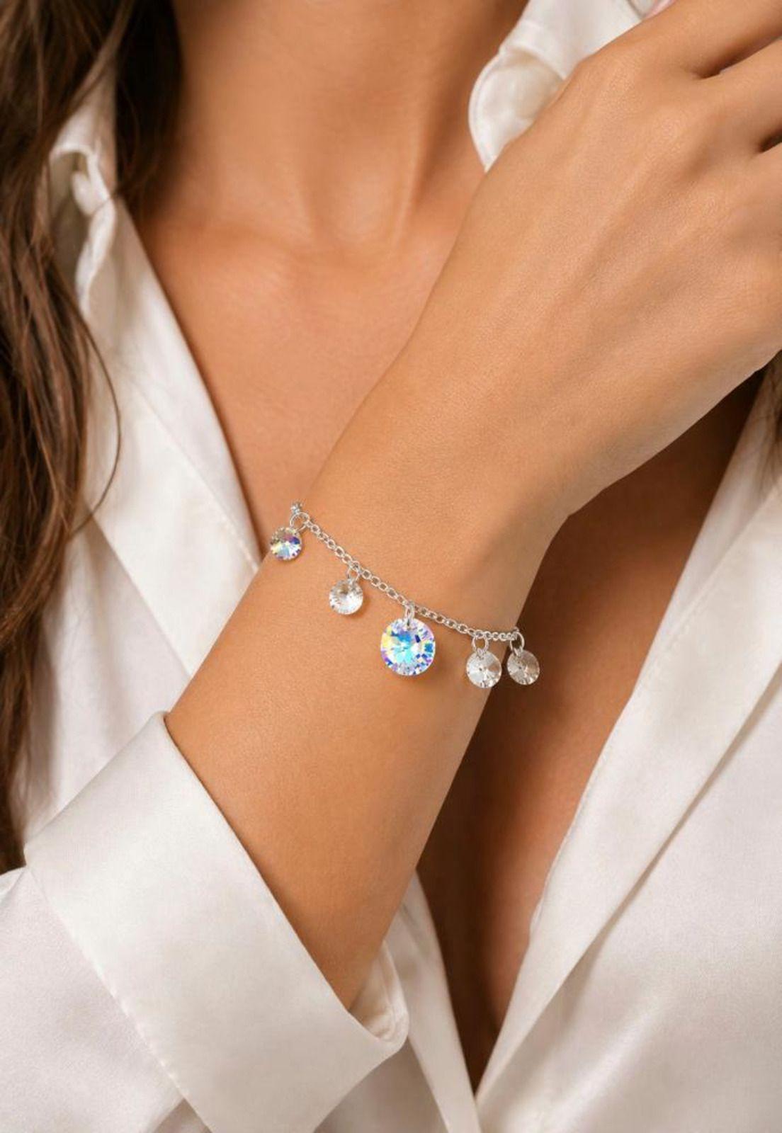 Pulsera Nepal Plata 925 Cristal Swarovski® Aurora Boreal-6